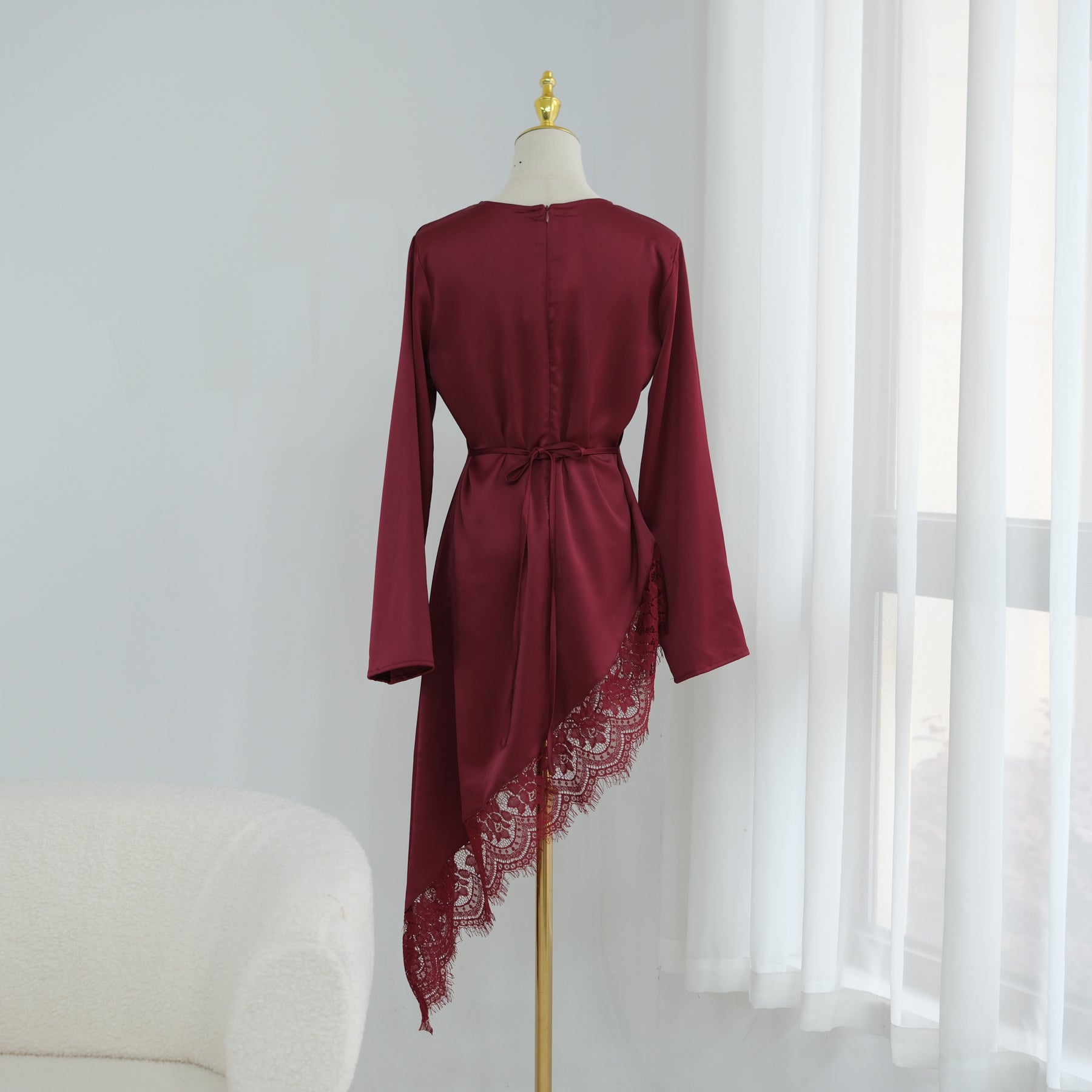 Large-size long-sleeved fashion lace patchwork long top LR1180