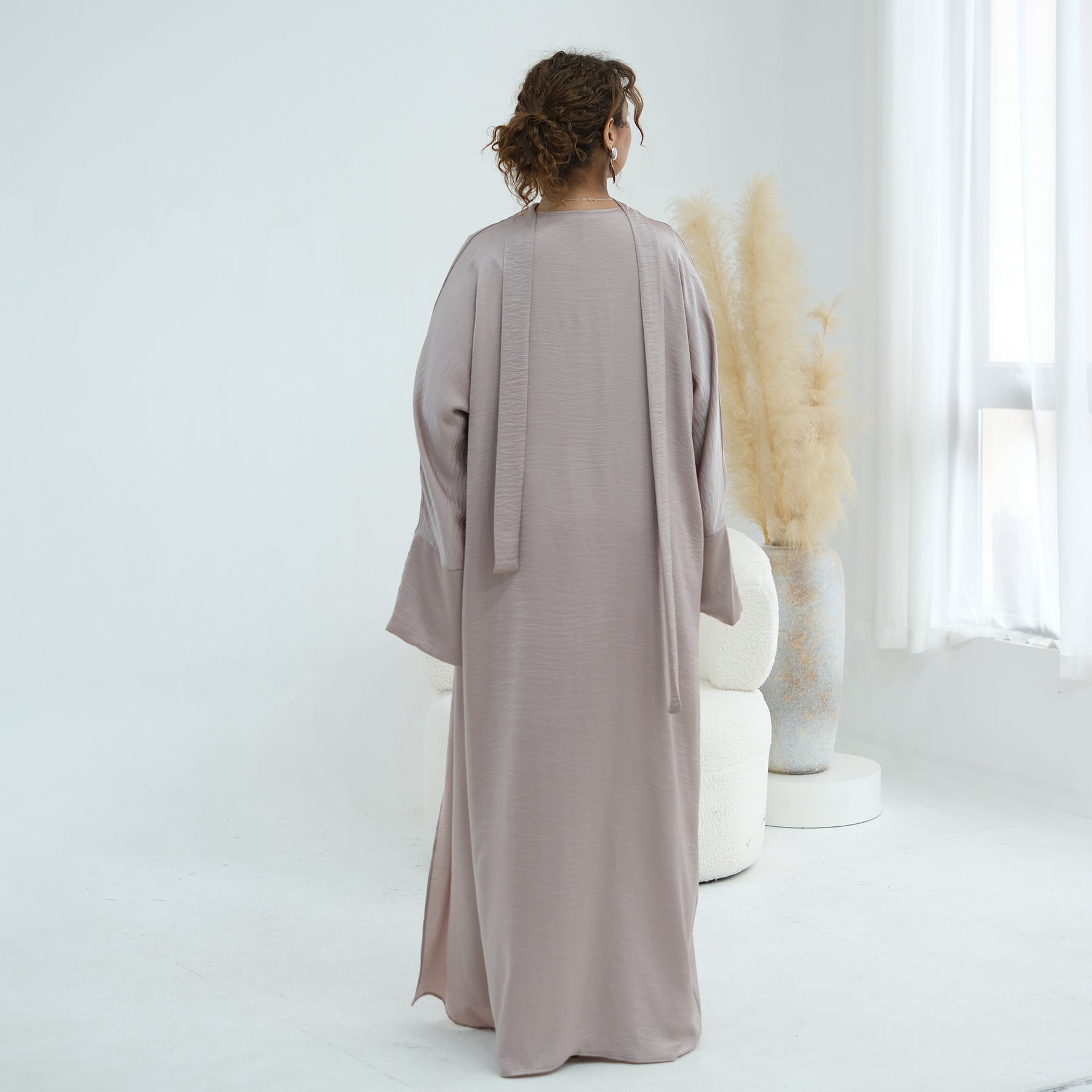 Large size long-sleeved cardigan with lace trim on the cuffs LR1181，without a headscarf