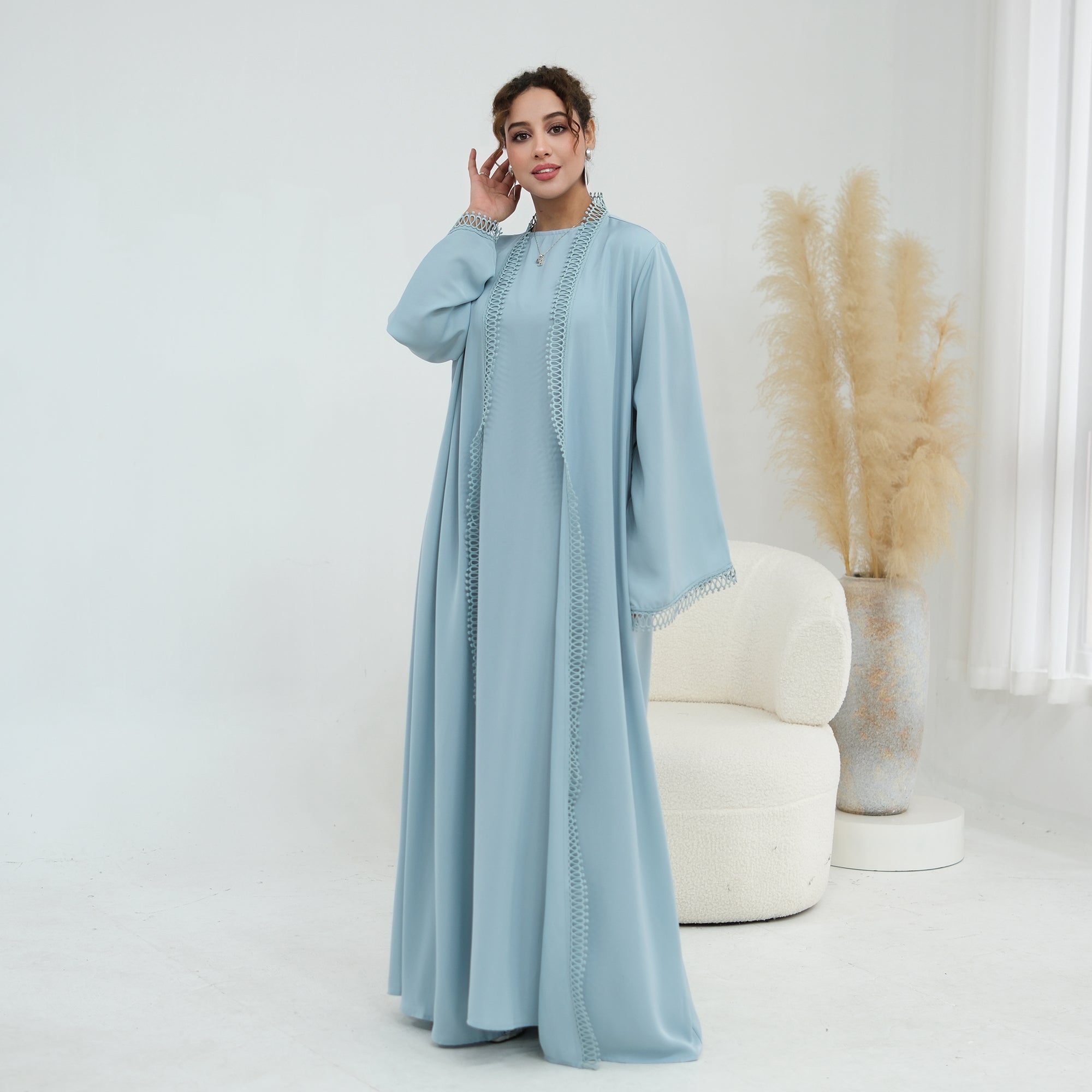 Stylish large-size lace-trimmed cardigan + two-piece set LR1182 as an undergarment