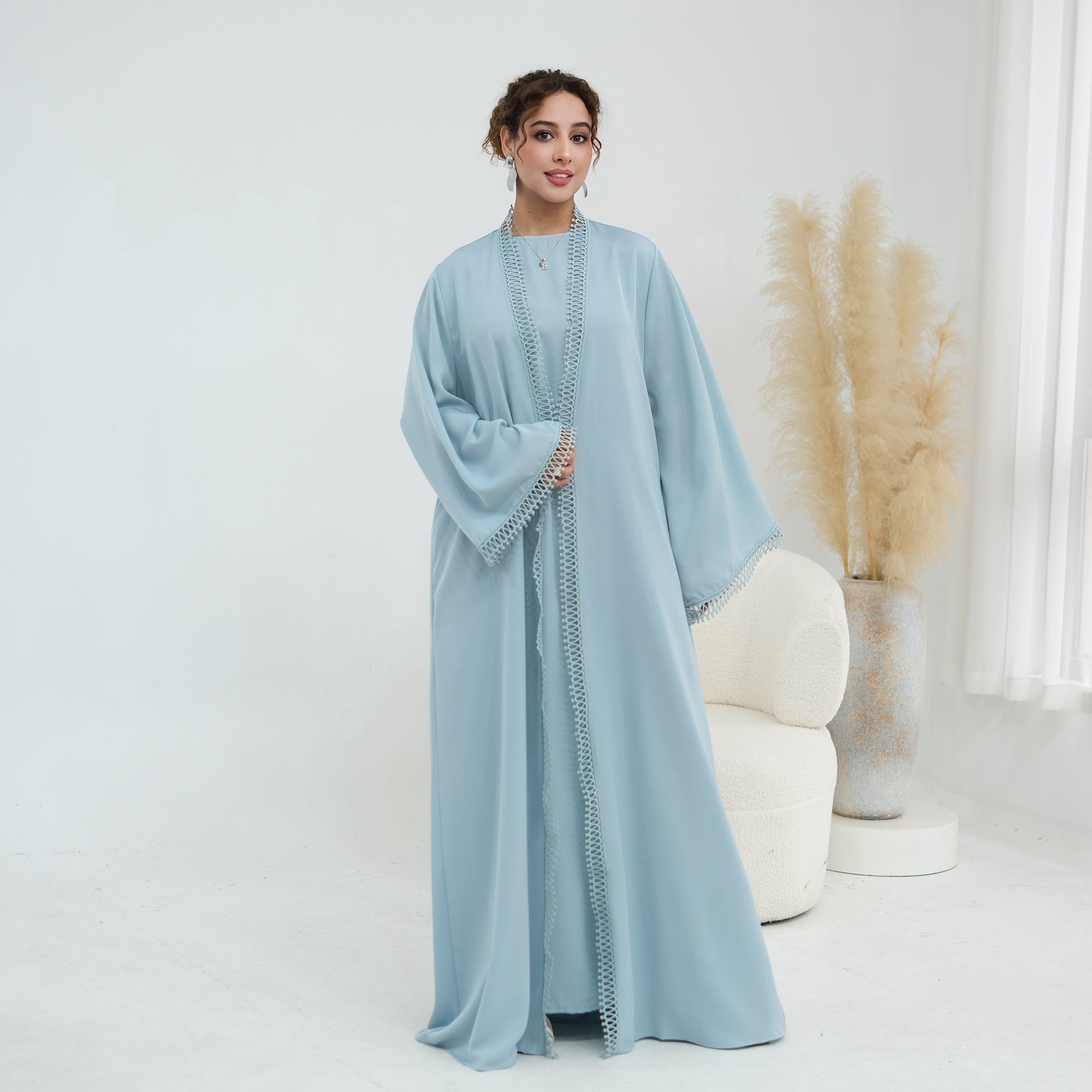 Stylish large-size lace-trimmed cardigan + two-piece set LR1182 as an undergarment