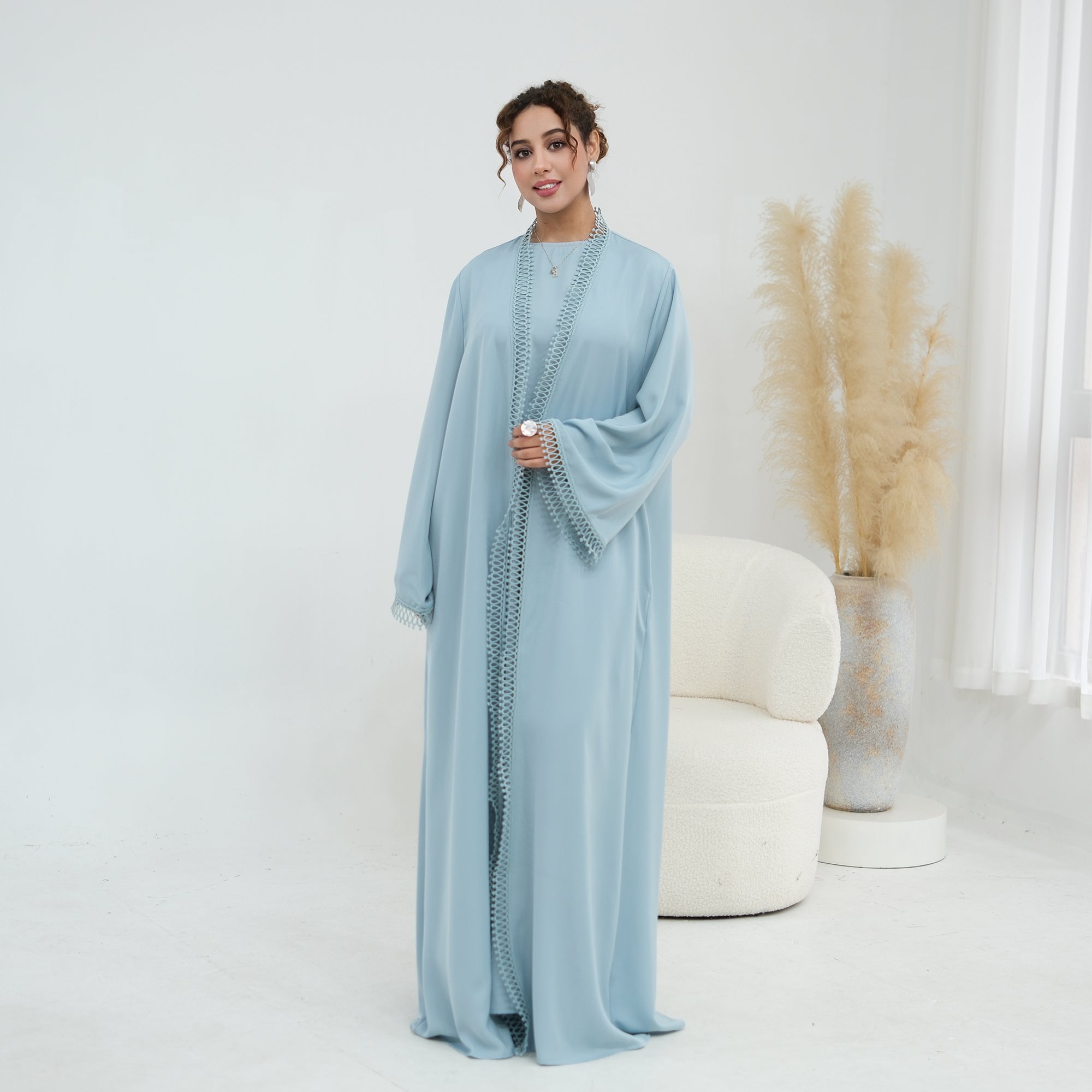 Stylish large-size lace-trimmed cardigan + two-piece set LR1182 as an undergarment