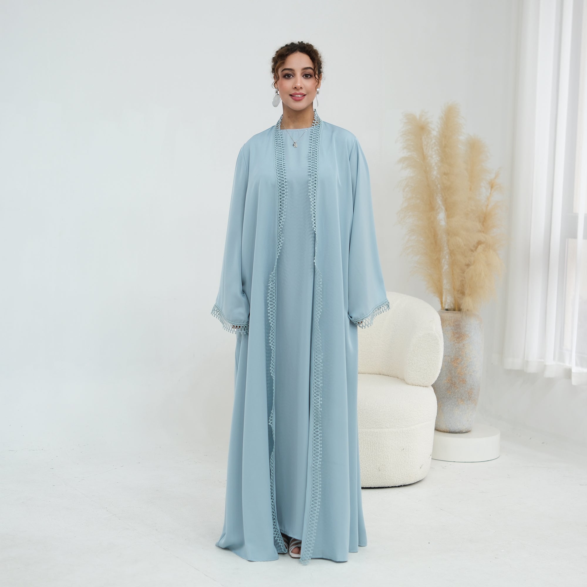 Stylish large-size lace-trimmed cardigan + two-piece set LR1182 as an undergarment