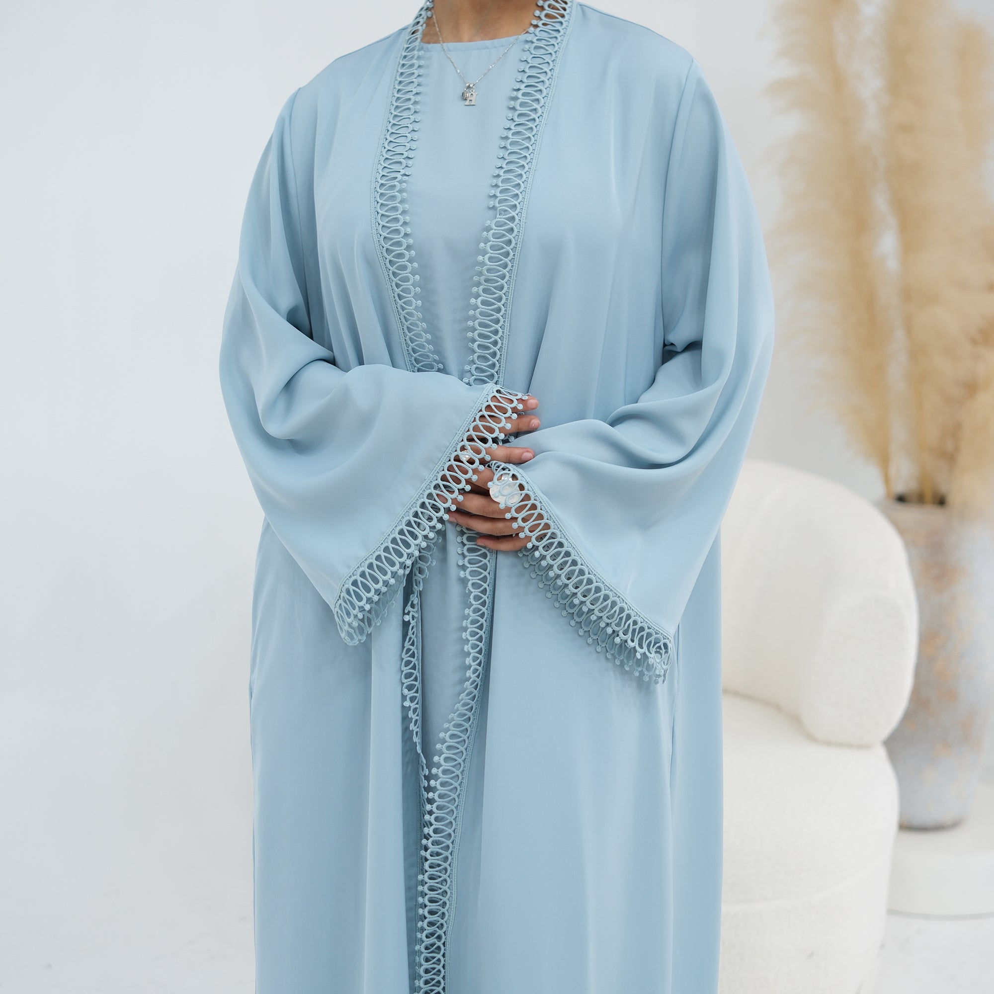 Stylish large-size lace-trimmed cardigan + two-piece set LR1182 as an undergarment