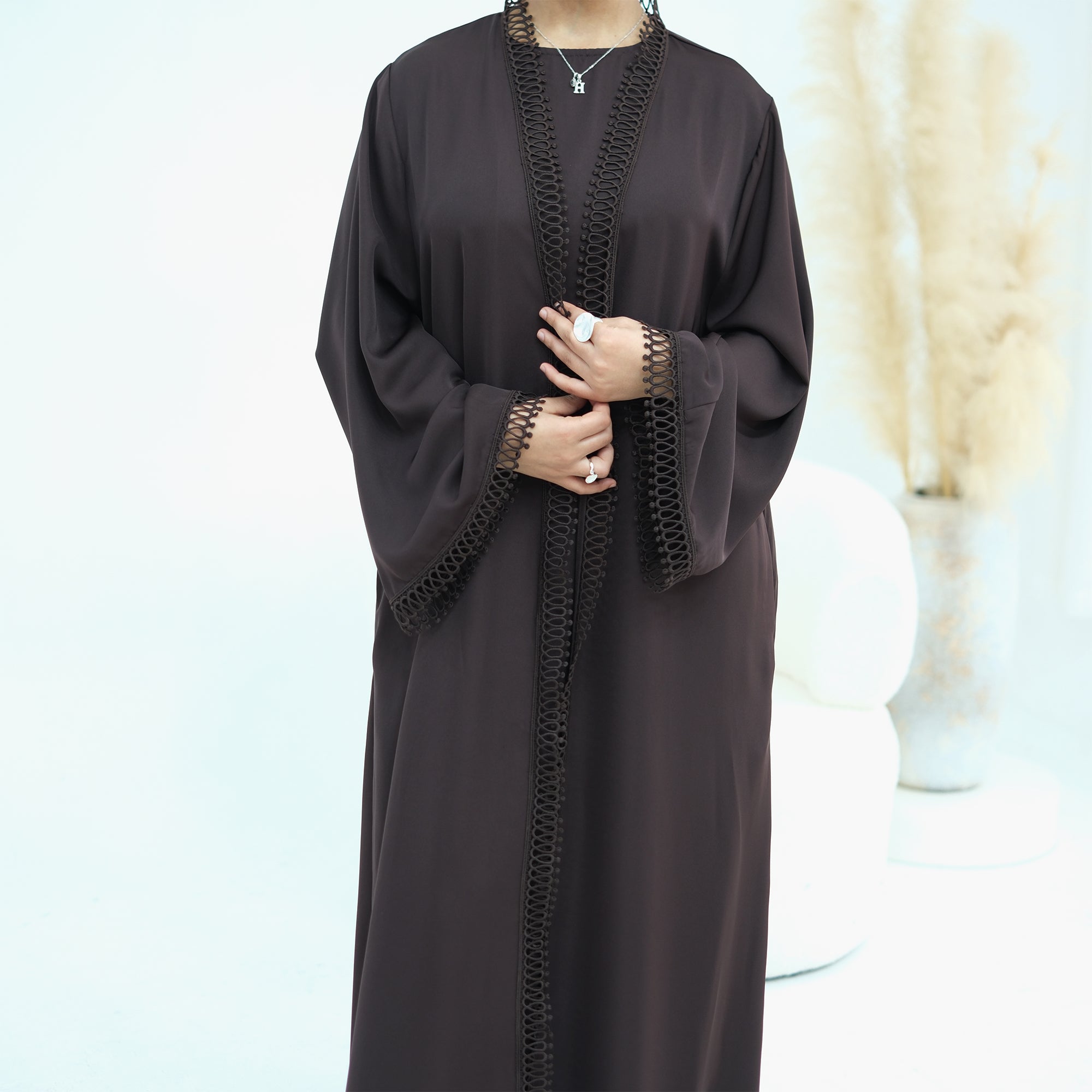 Stylish large-size lace-trimmed cardigan + two-piece set LR1182 as an undergarment