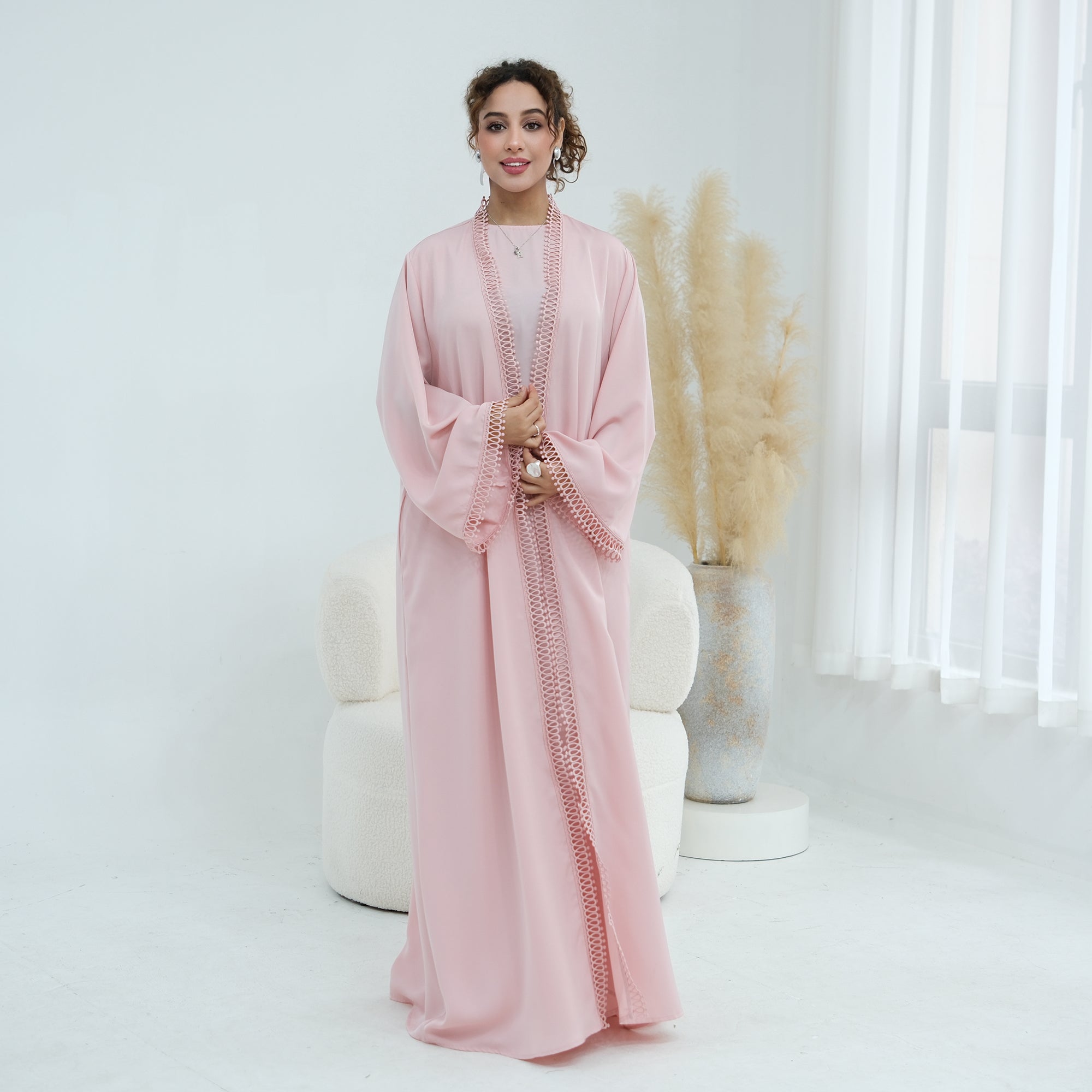 Stylish large-size lace-trimmed cardigan + two-piece set LR1182 as an undergarment