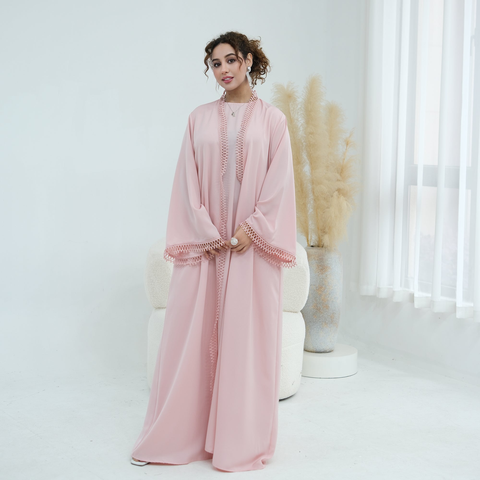 Stylish large-size lace-trimmed cardigan + two-piece set LR1182 as an undergarment