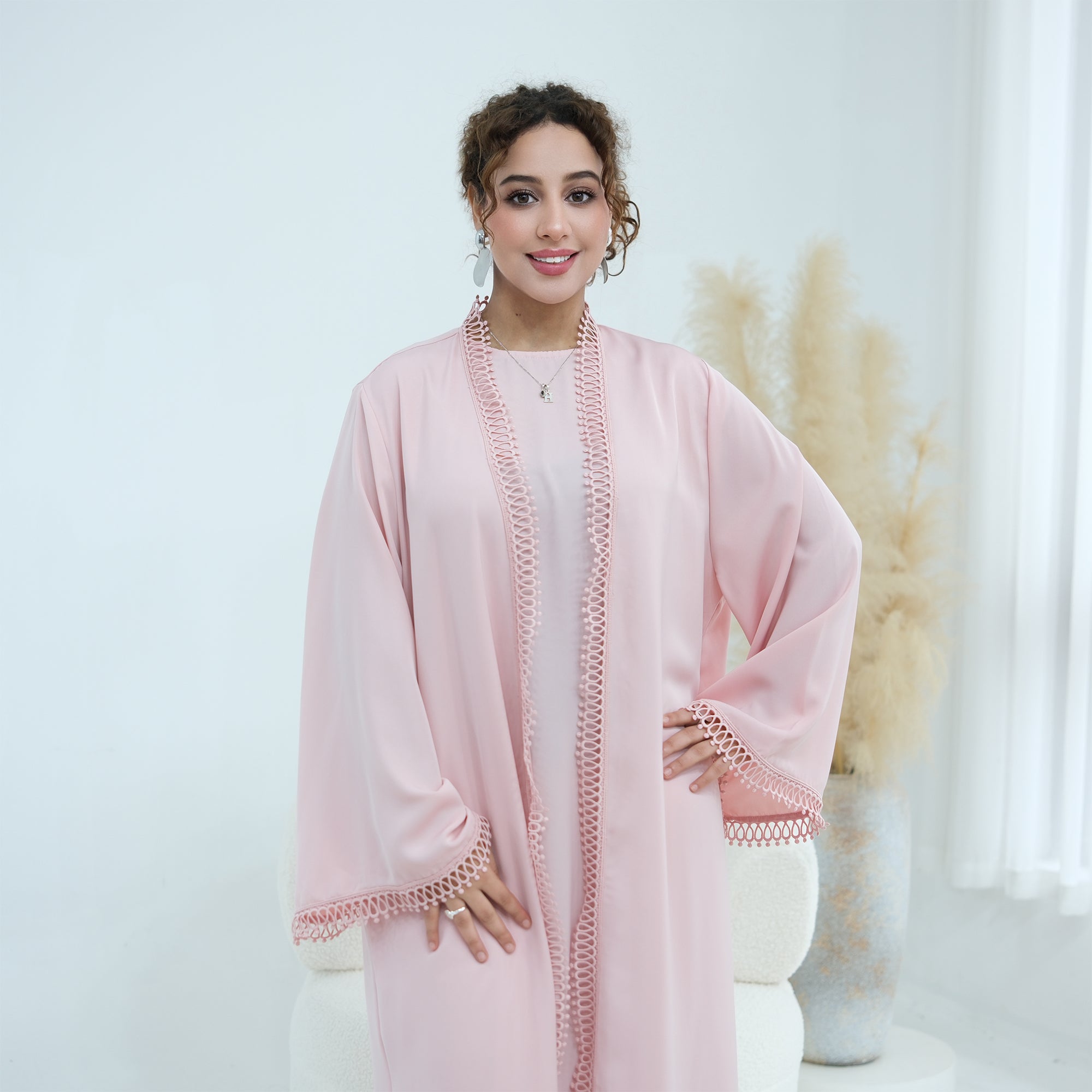 Stylish large-size lace-trimmed cardigan + two-piece set LR1182 as an undergarment