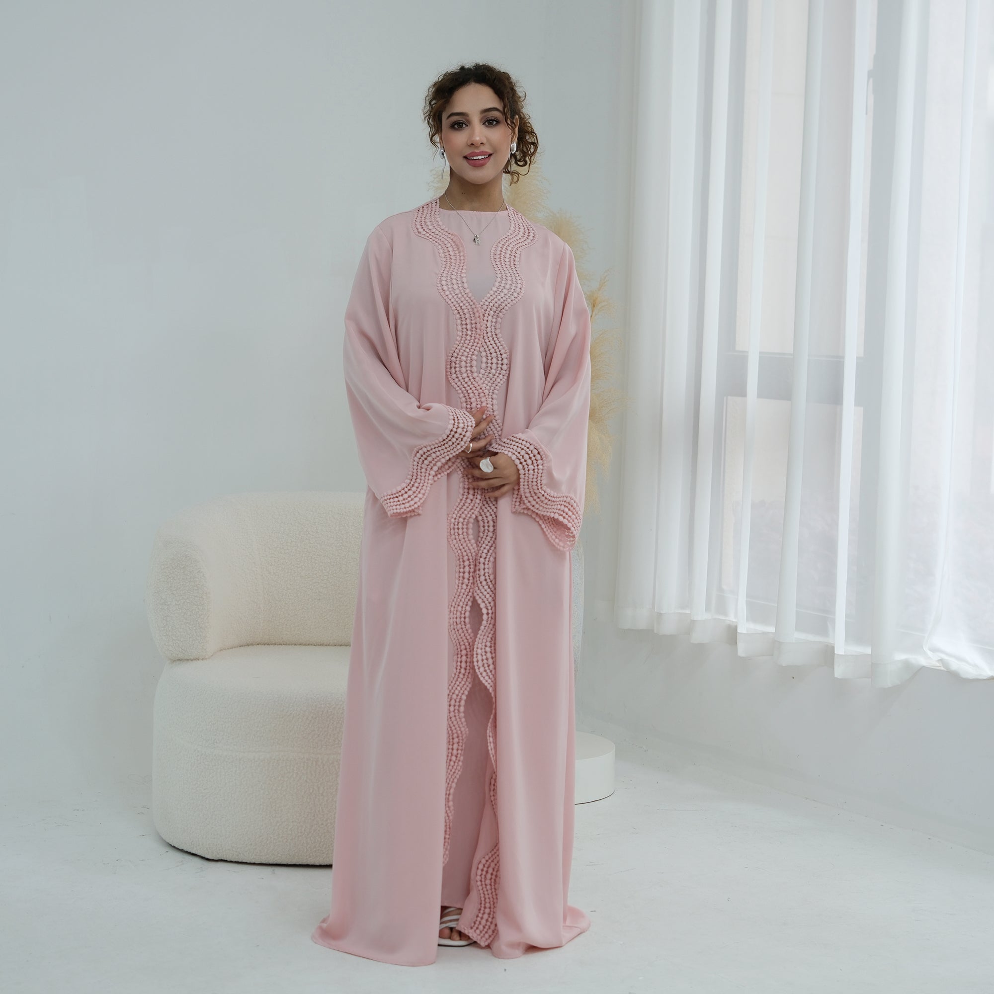 Long-sleeved cardigan + matching dress two-piece set LR1183