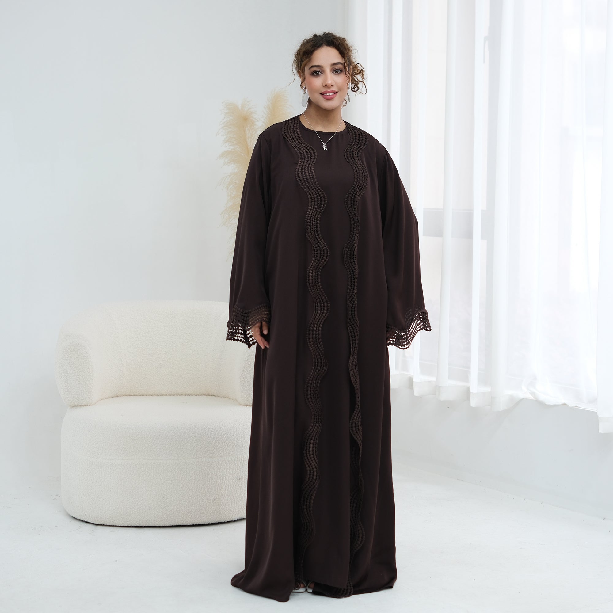 Long-sleeved cardigan + matching dress two-piece set LR1183