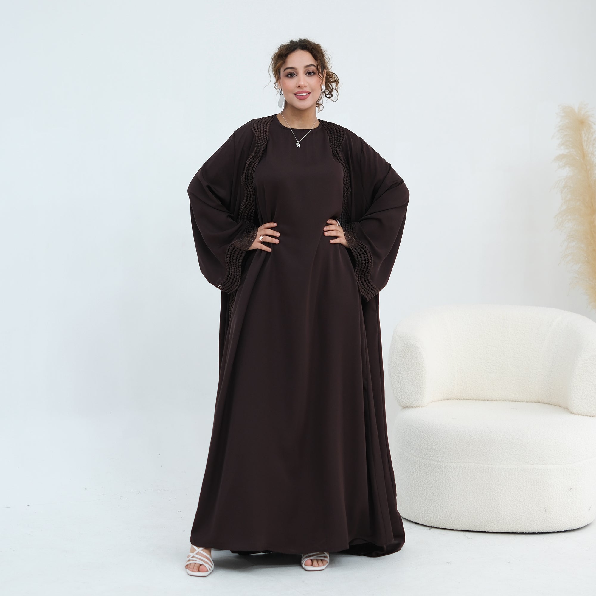 Long-sleeved cardigan + matching dress two-piece set LR1183