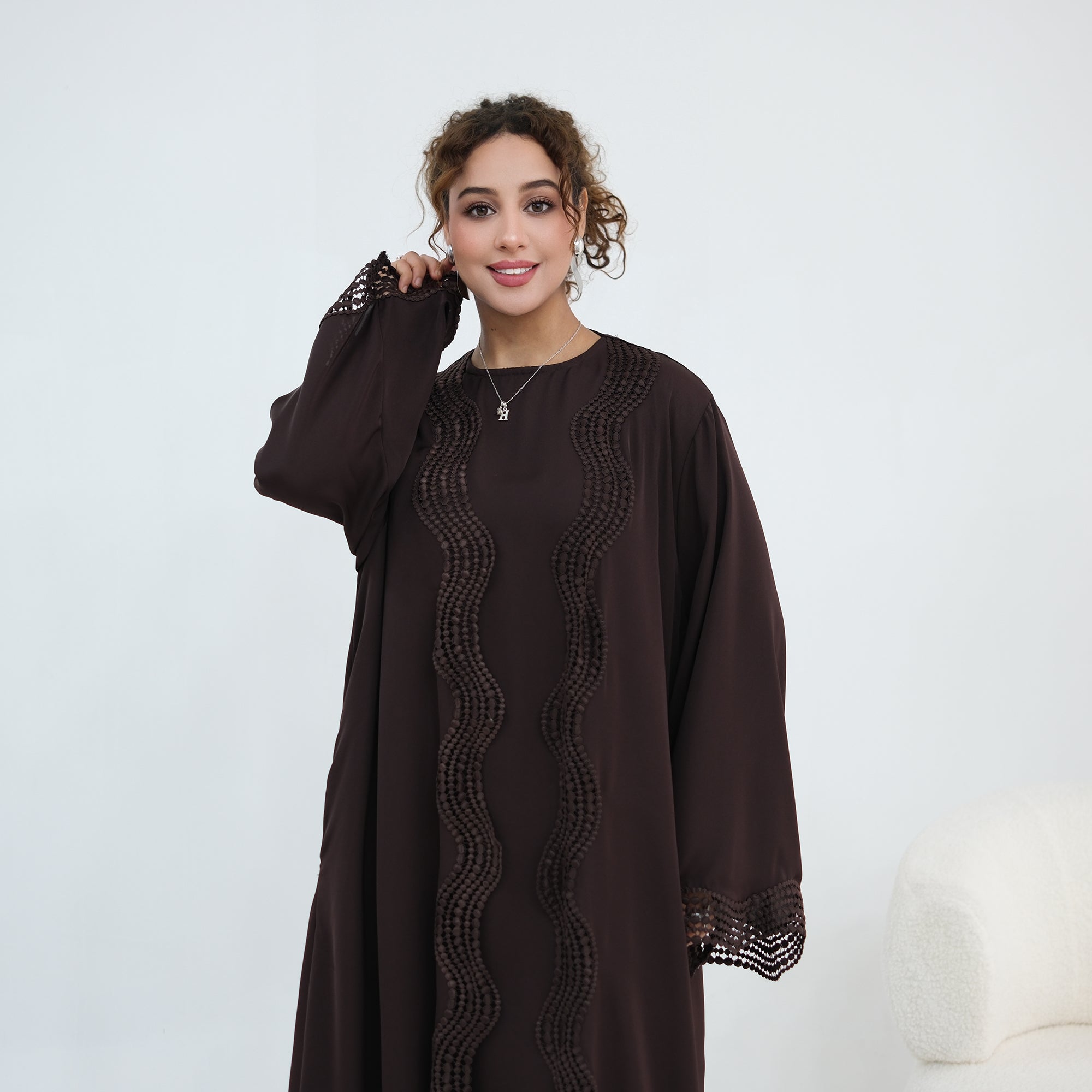 Long-sleeved cardigan + matching dress two-piece set LR1183