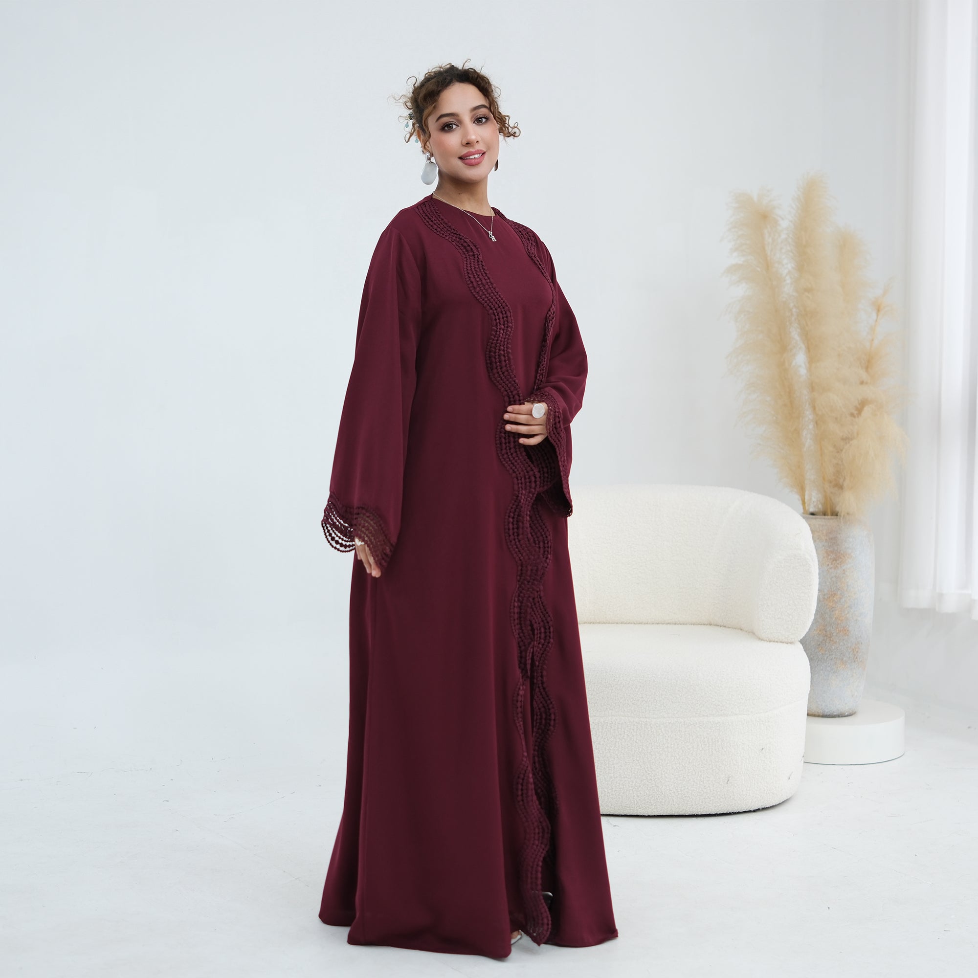 Long-sleeved cardigan + matching dress two-piece set LR1183