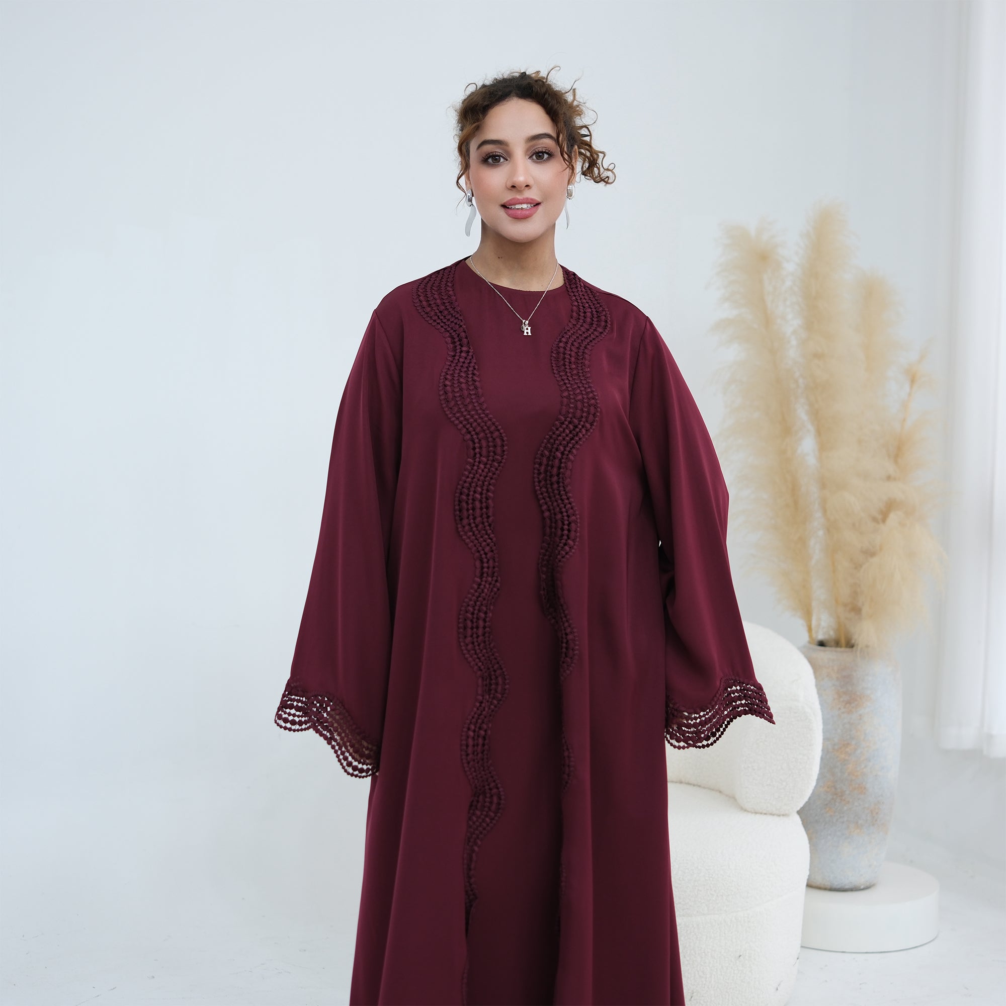 Long-sleeved cardigan + matching dress two-piece set LR1183