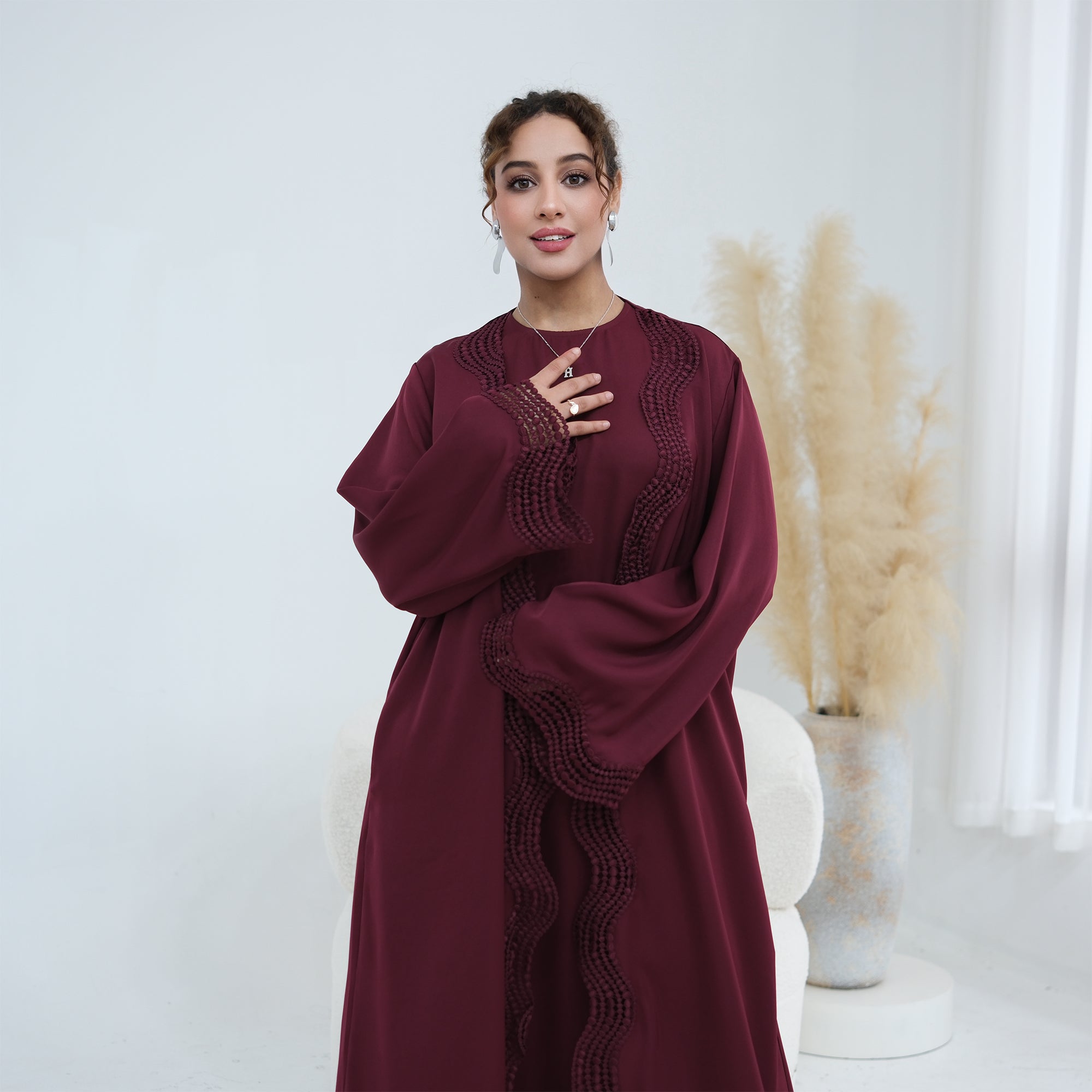 Long-sleeved cardigan + matching dress two-piece set LR1183