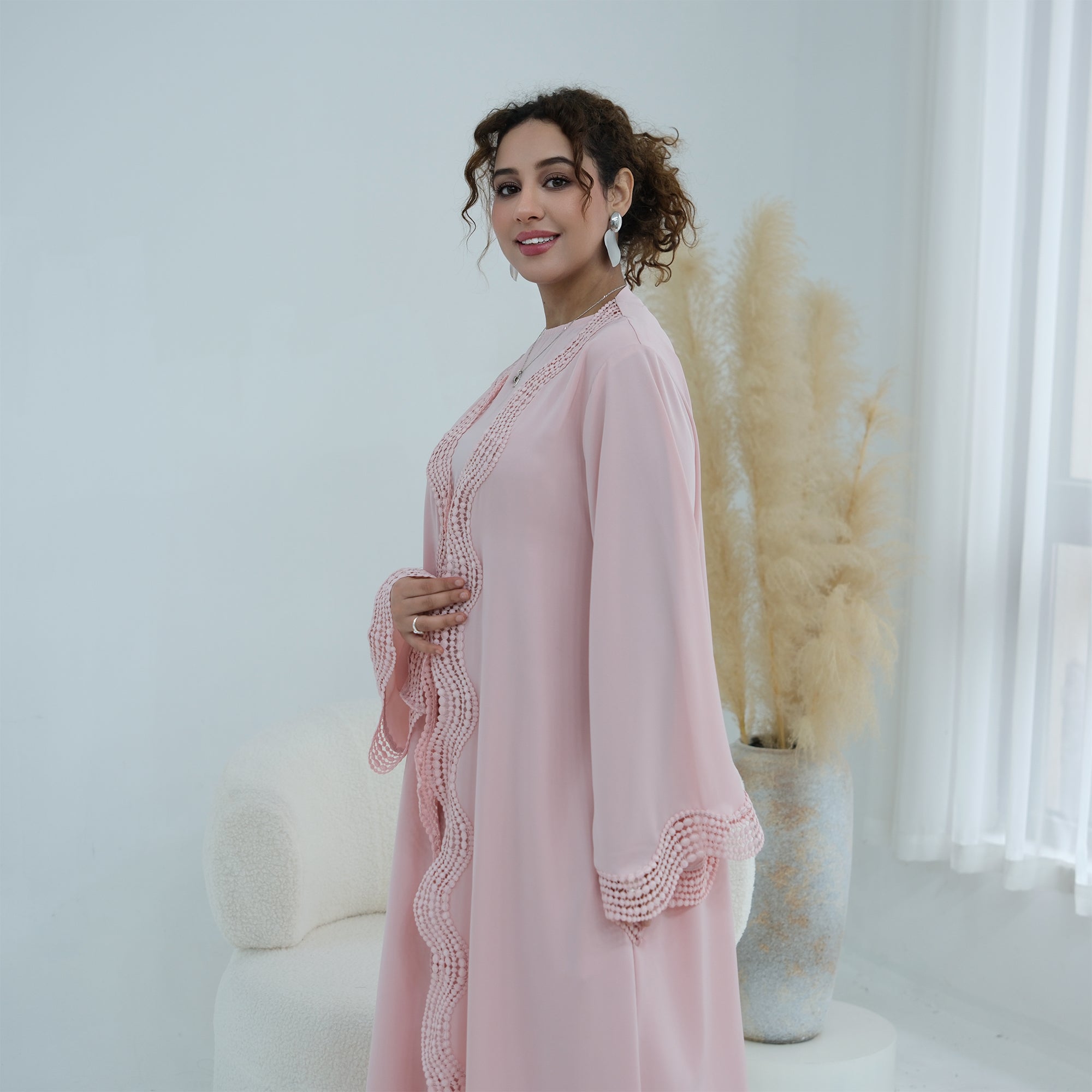 Long-sleeved cardigan + matching dress two-piece set LR1183