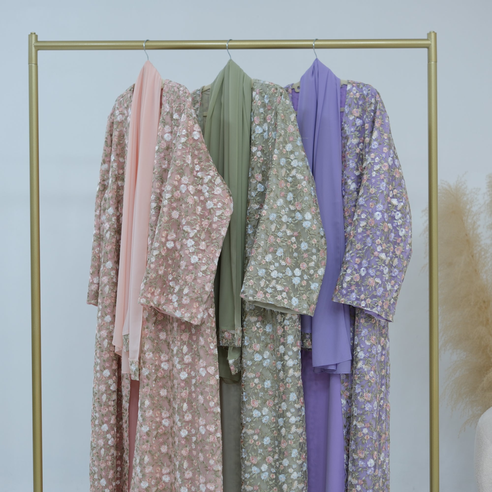 Large-size full-body floral embroidery double-layer cardigan + scarf LR1188