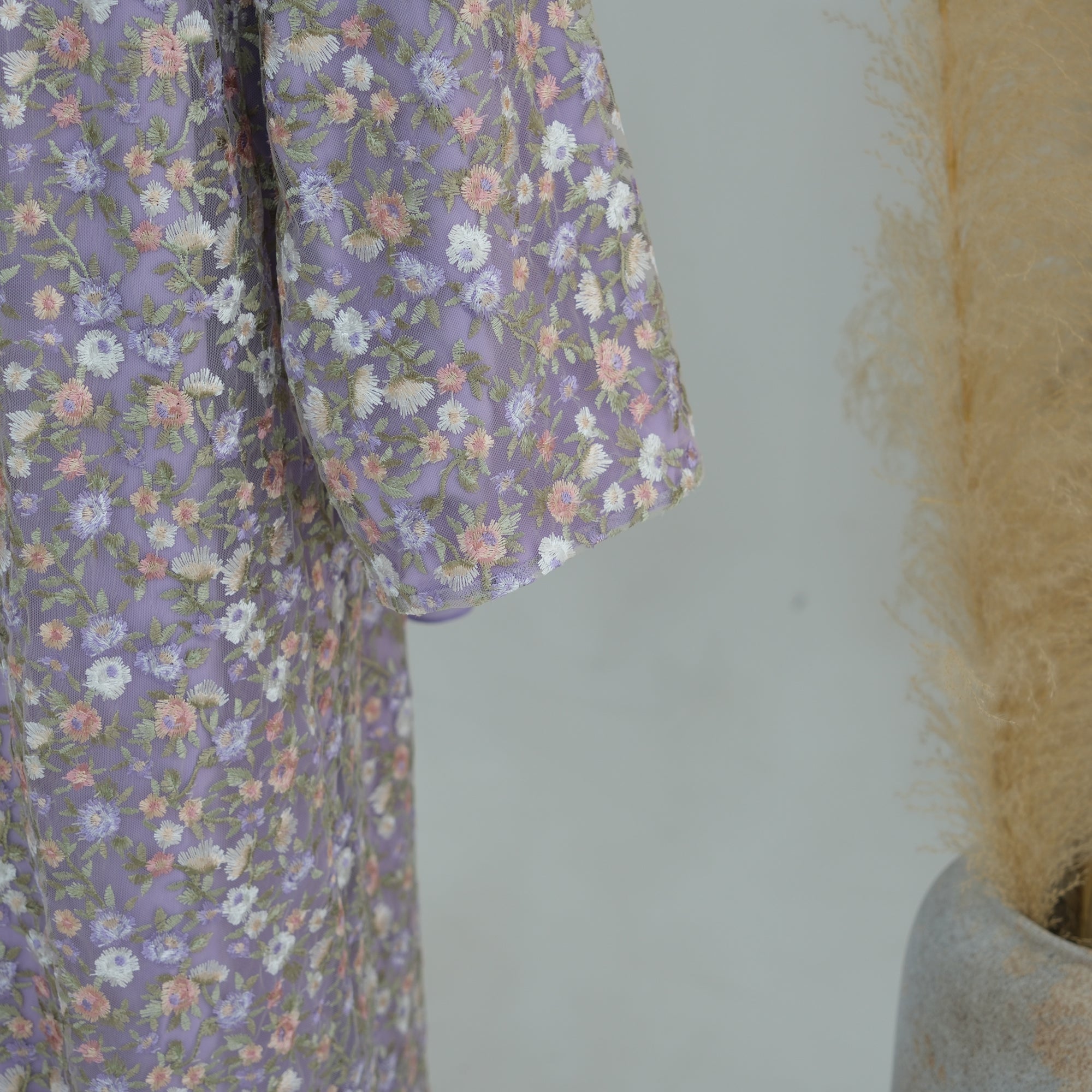 Large-size full-body floral embroidery double-layer cardigan + scarf LR1188