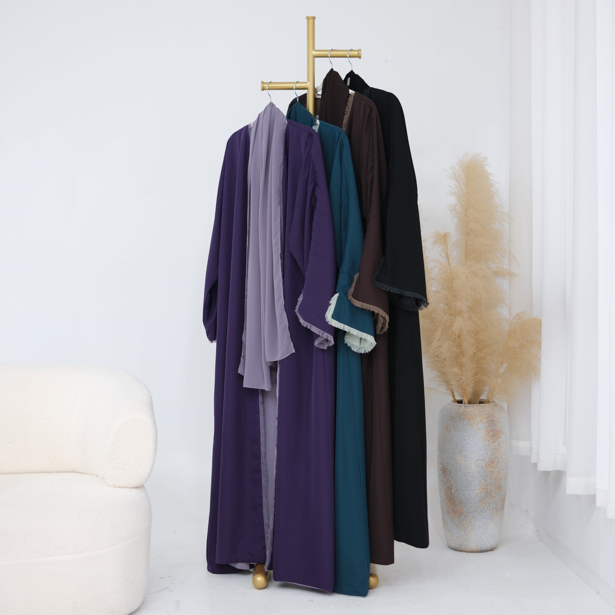 Two-way reversible double-layer loose cardigan + scarf two-piece set LR1194