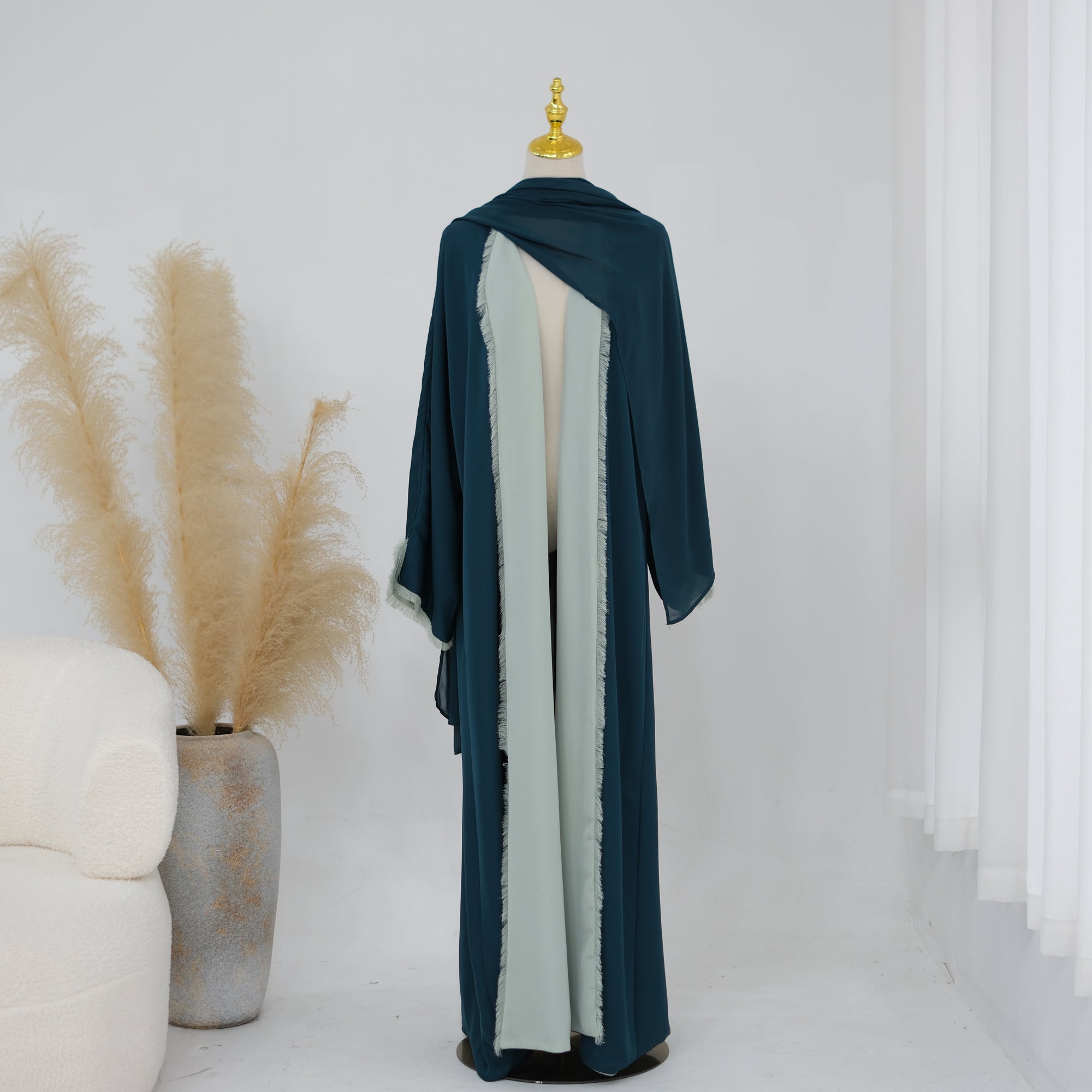 Two-way reversible double-layer loose cardigan + scarf two-piece set LR1194