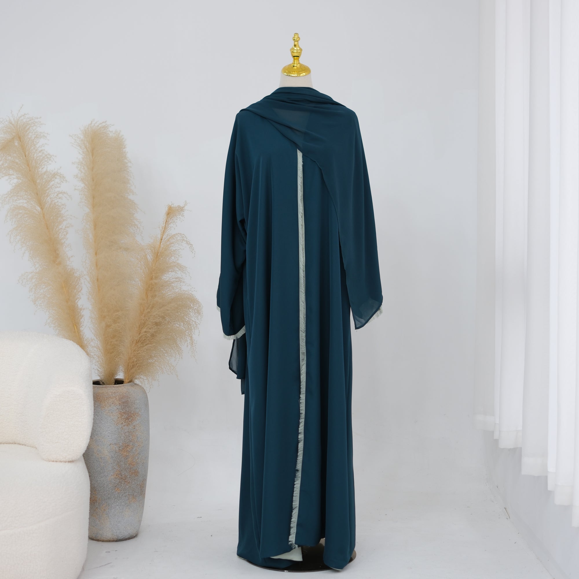Two-way reversible double-layer loose cardigan + scarf two-piece set LR1194