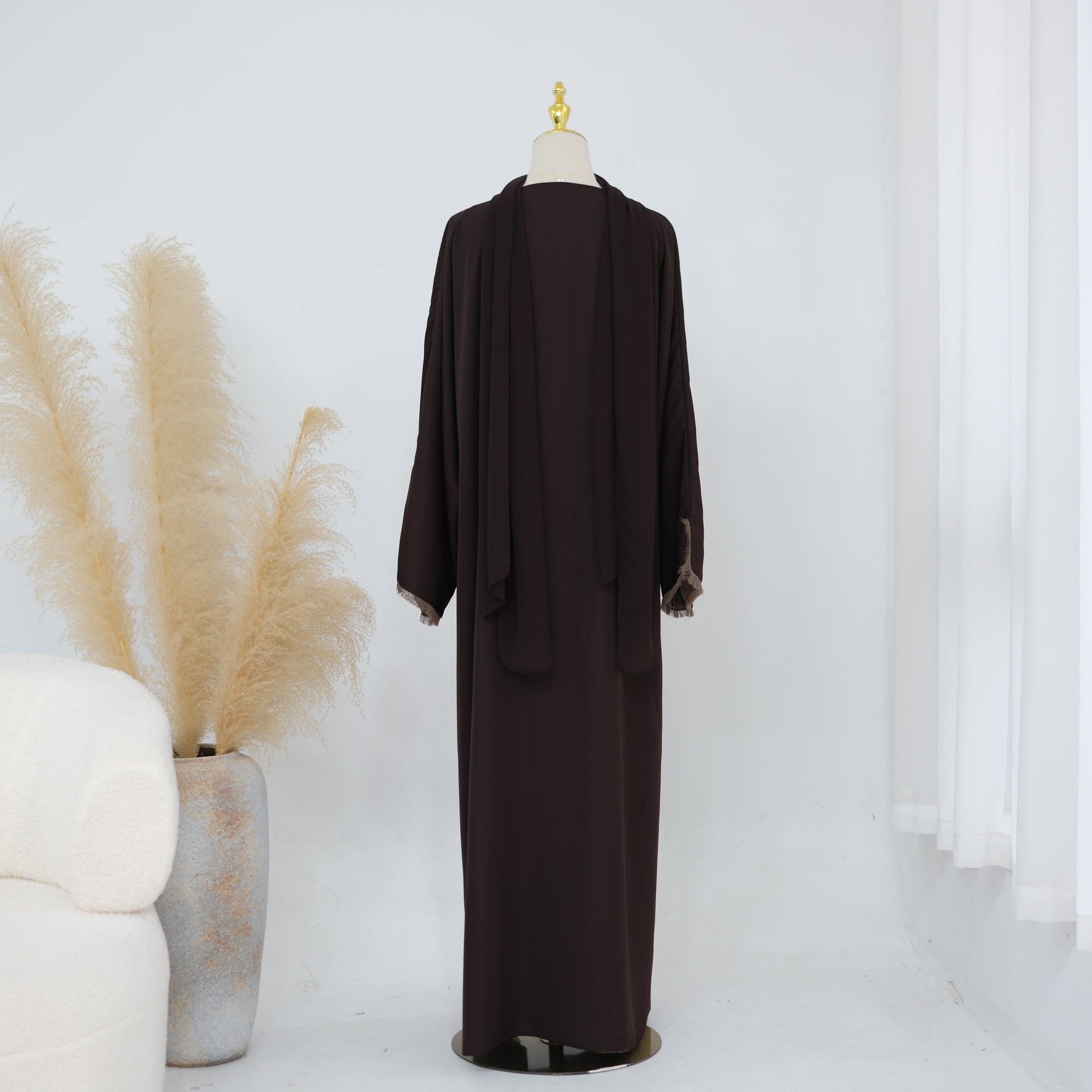 Two-way reversible double-layer loose cardigan + scarf two-piece set LR1194