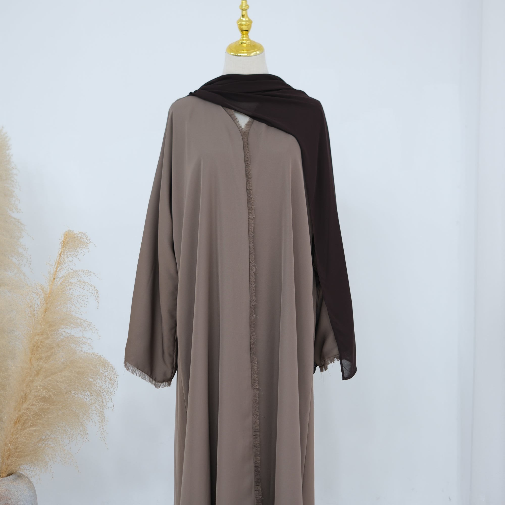 Two-way reversible double-layer loose cardigan + scarf two-piece set LR1194