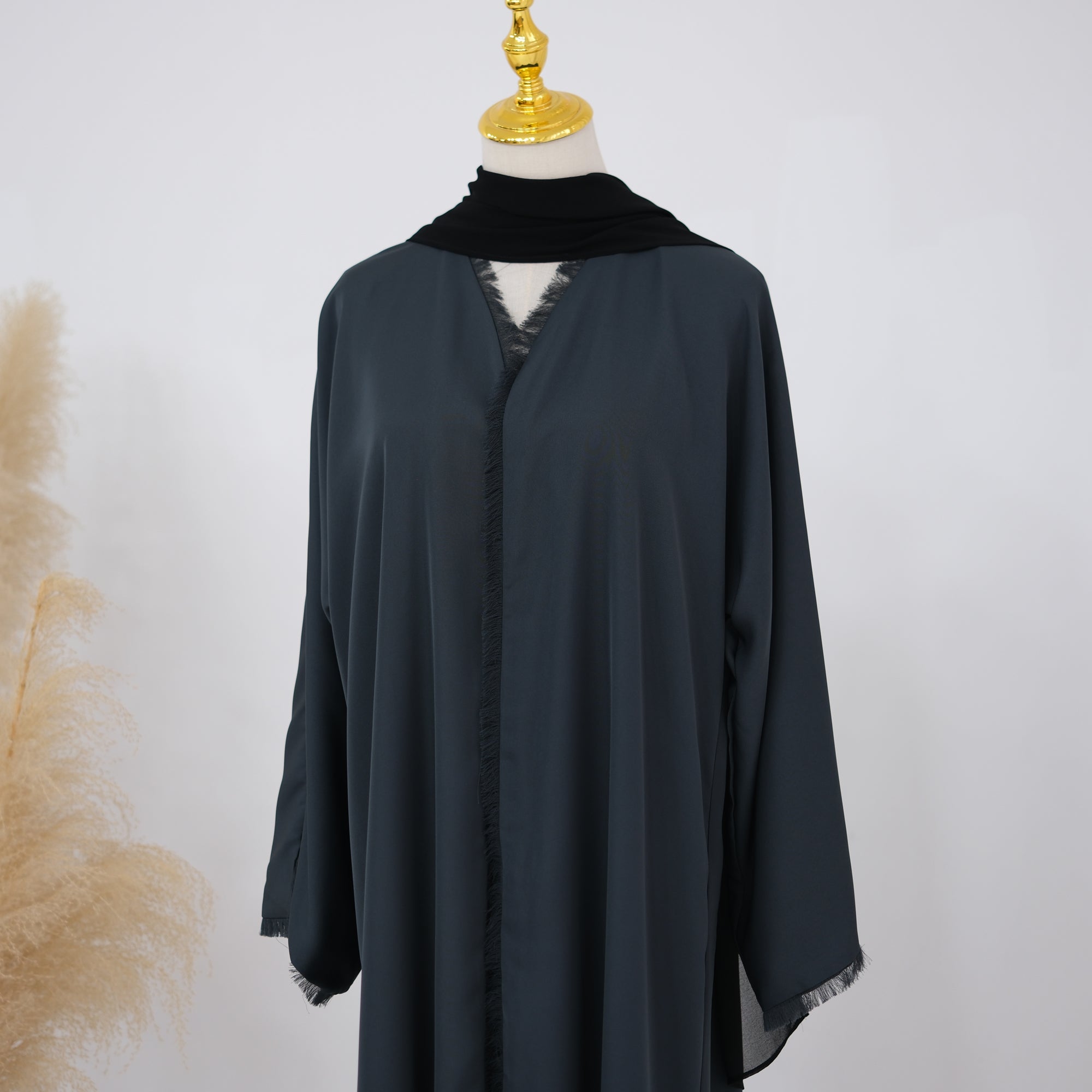Two-way reversible double-layer loose cardigan + scarf two-piece set LR1194