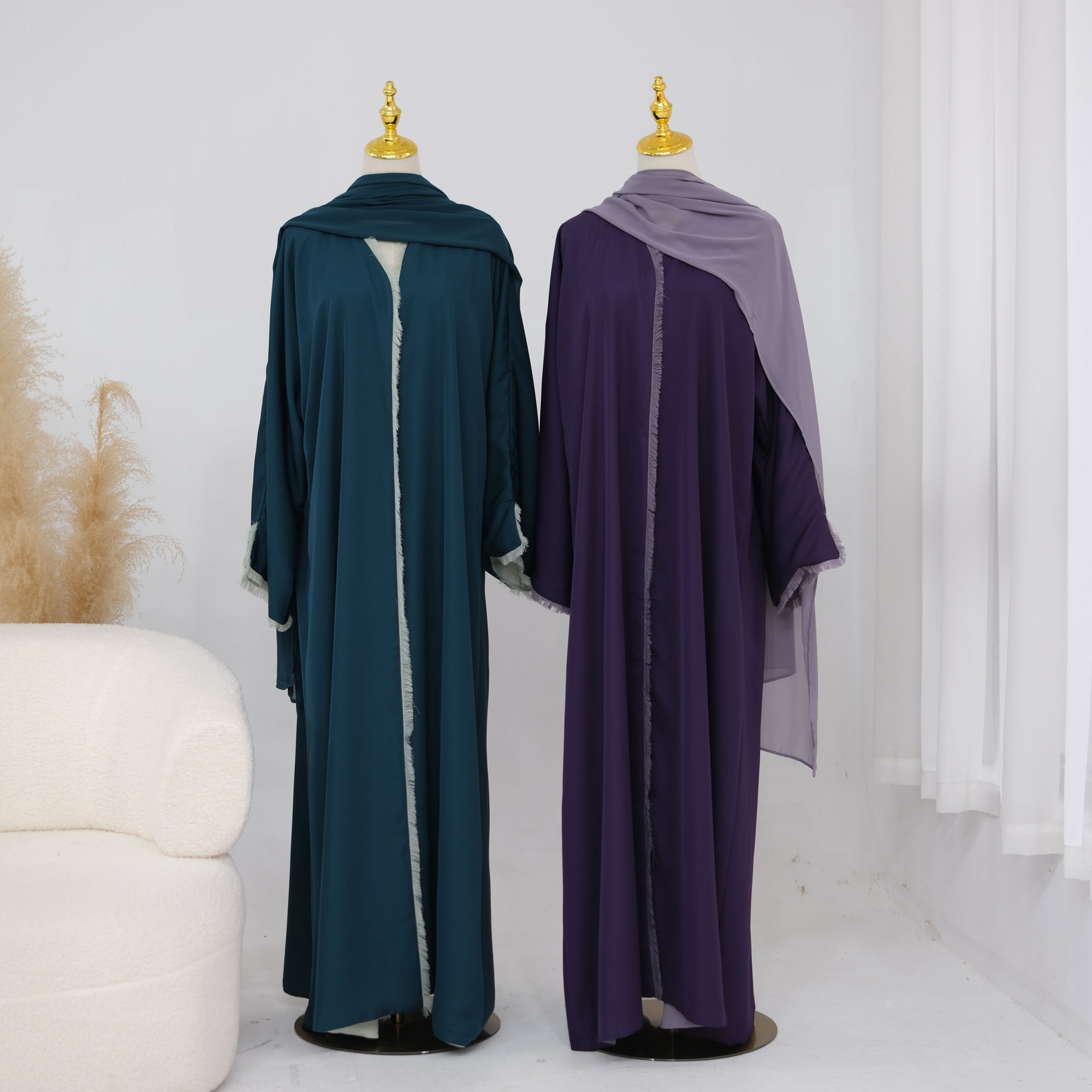 Two-way reversible double-layer loose cardigan + scarf two-piece set LR1194