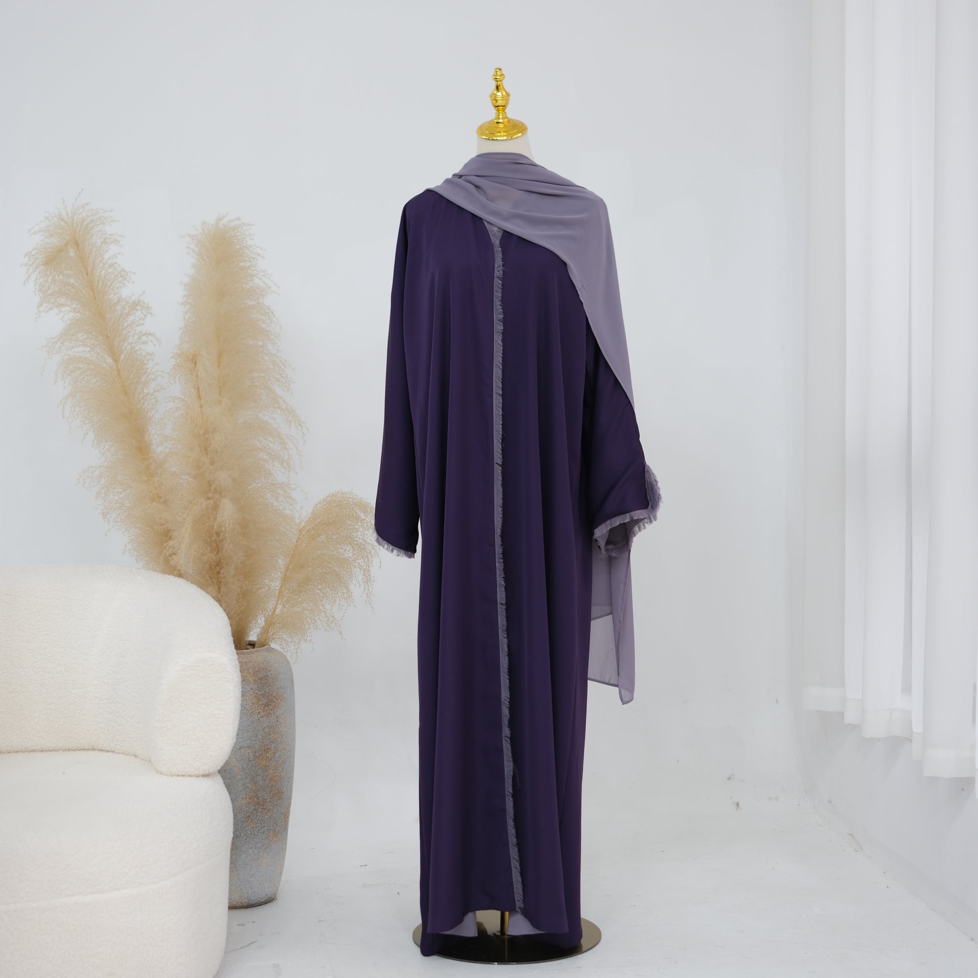 Two-way reversible double-layer loose cardigan + scarf two-piece set LR1194