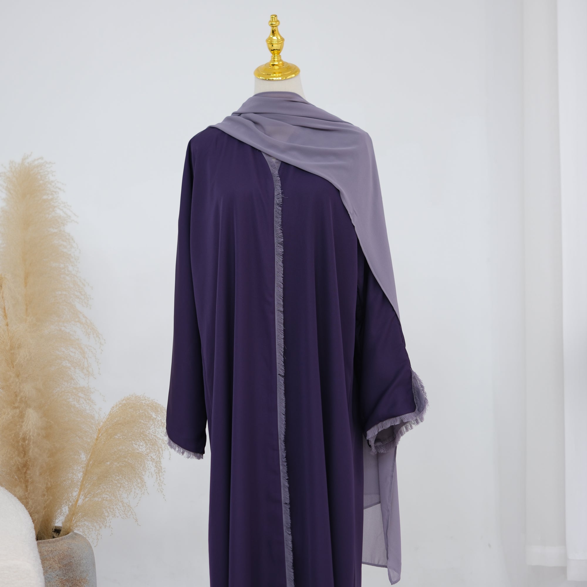 Two-way reversible double-layer loose cardigan + scarf two-piece set LR1194