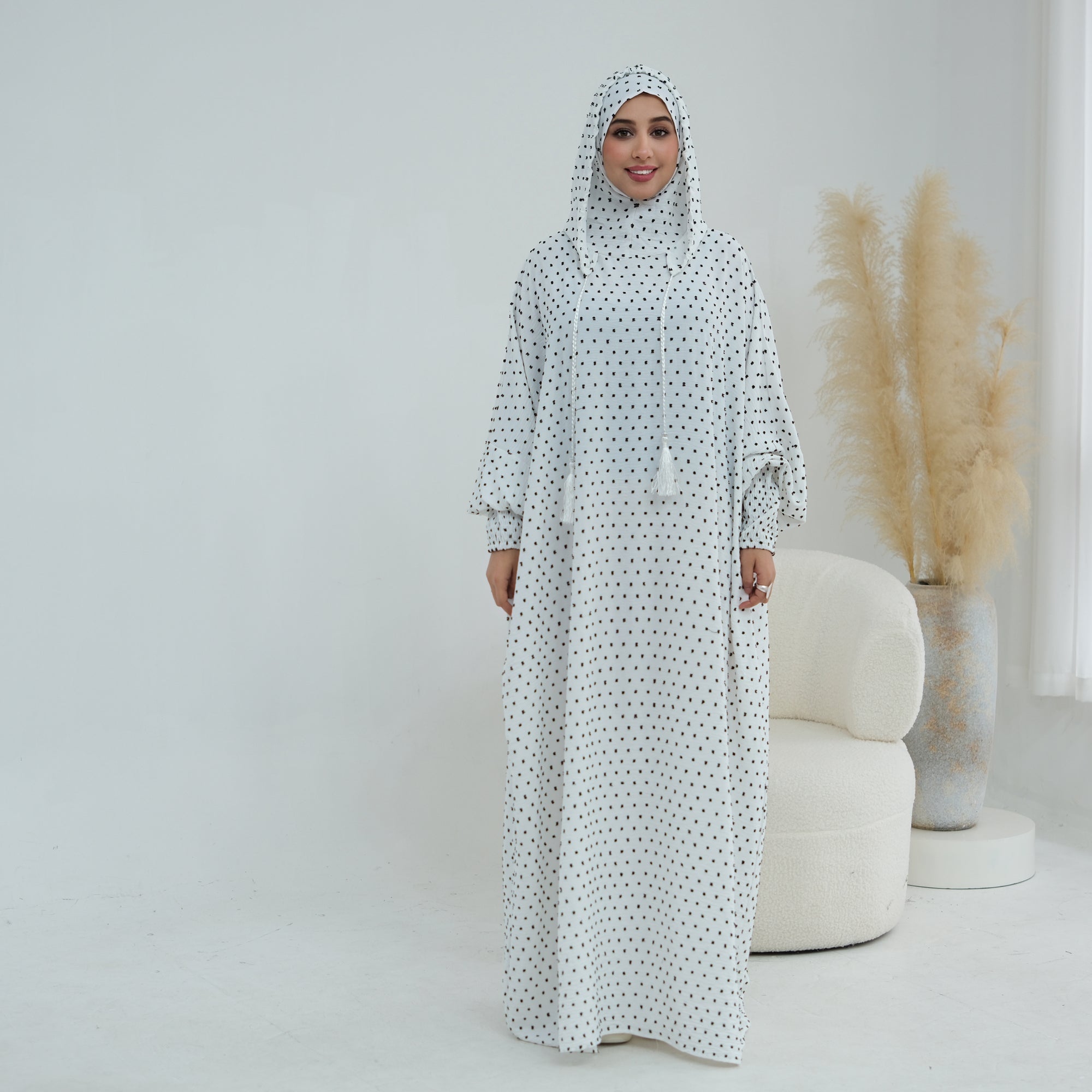 Tight cuff polka dot embroidery loose large dress LR1196
