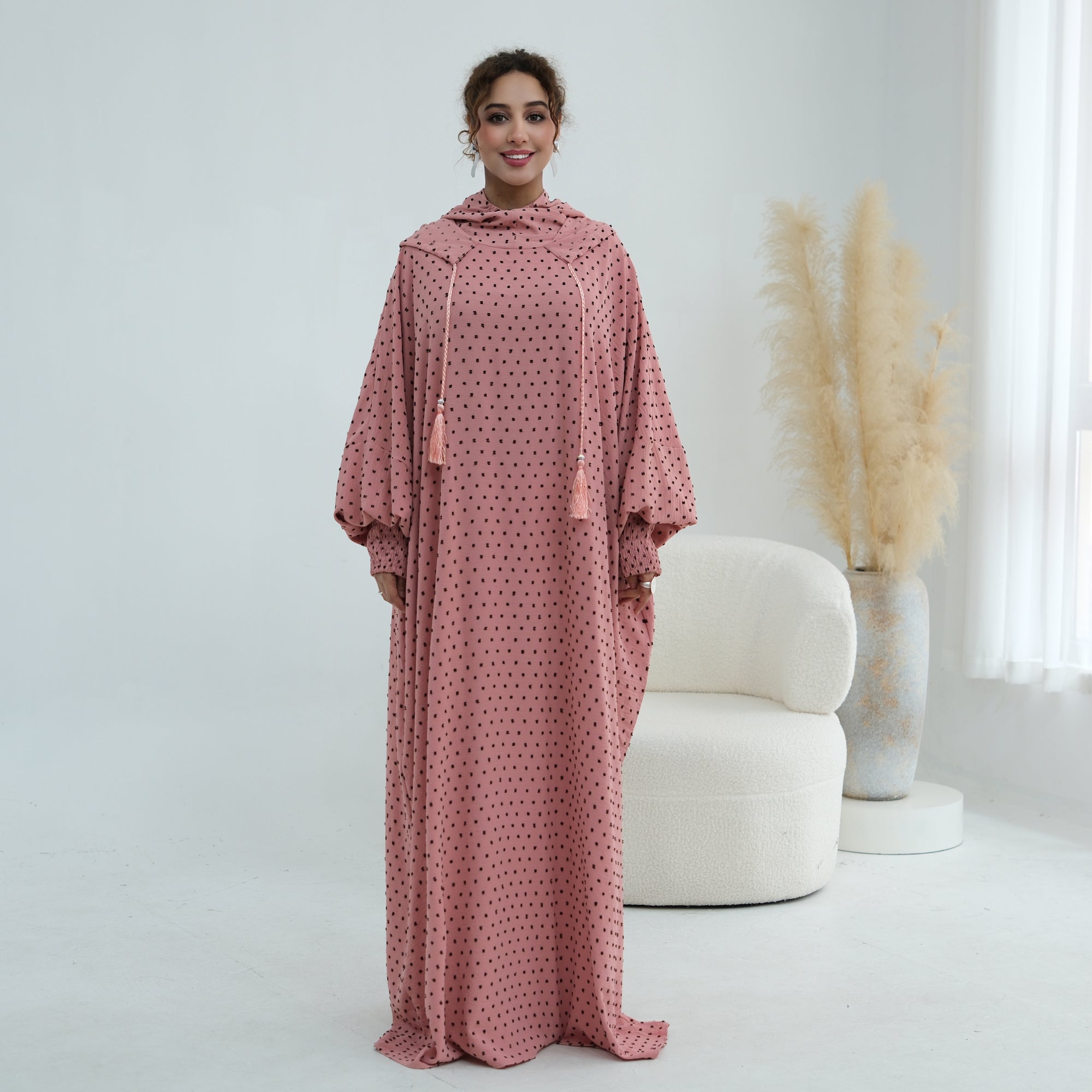 Tight cuff polka dot embroidery loose large dress LR1196
