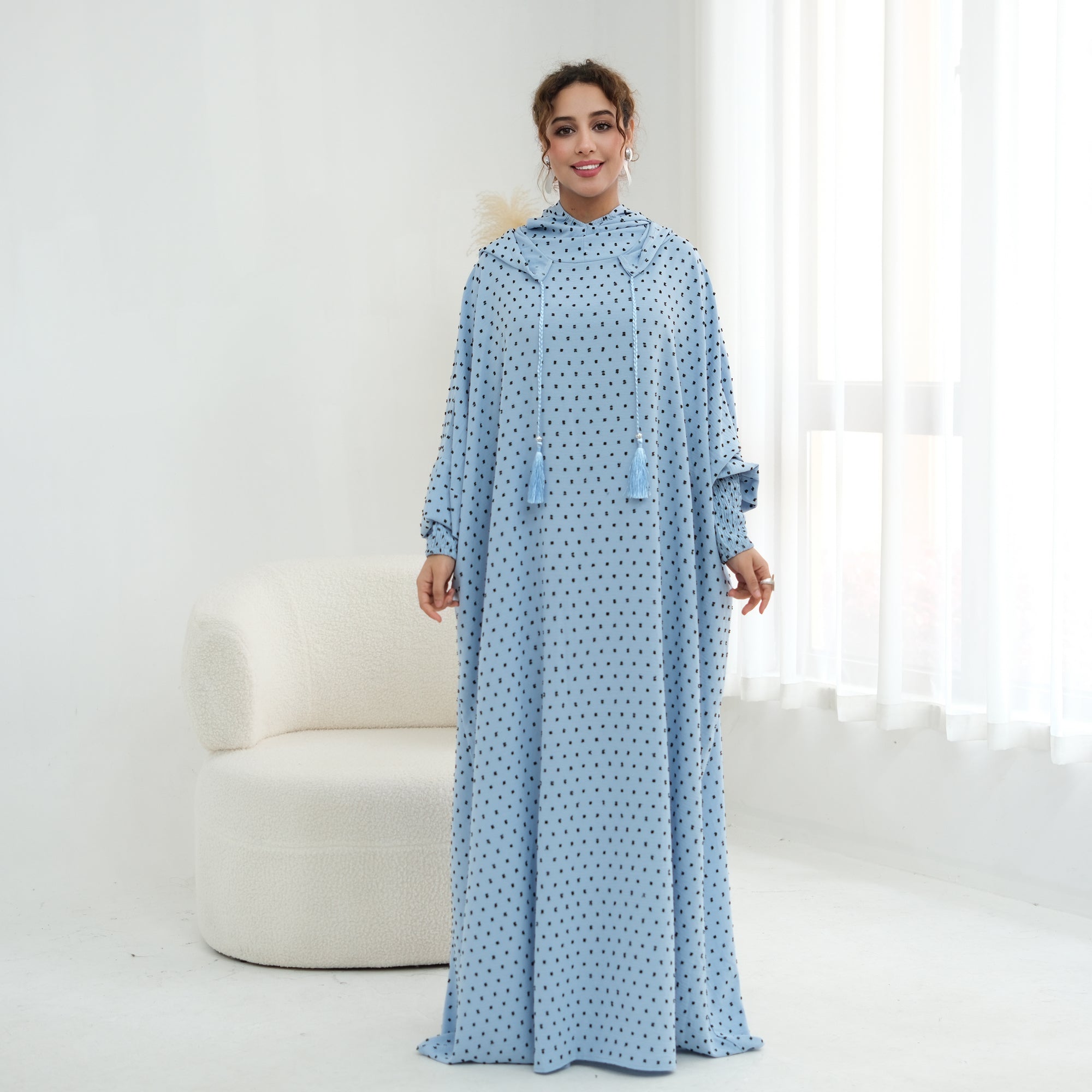 Tight cuff polka dot embroidery loose large dress LR1196