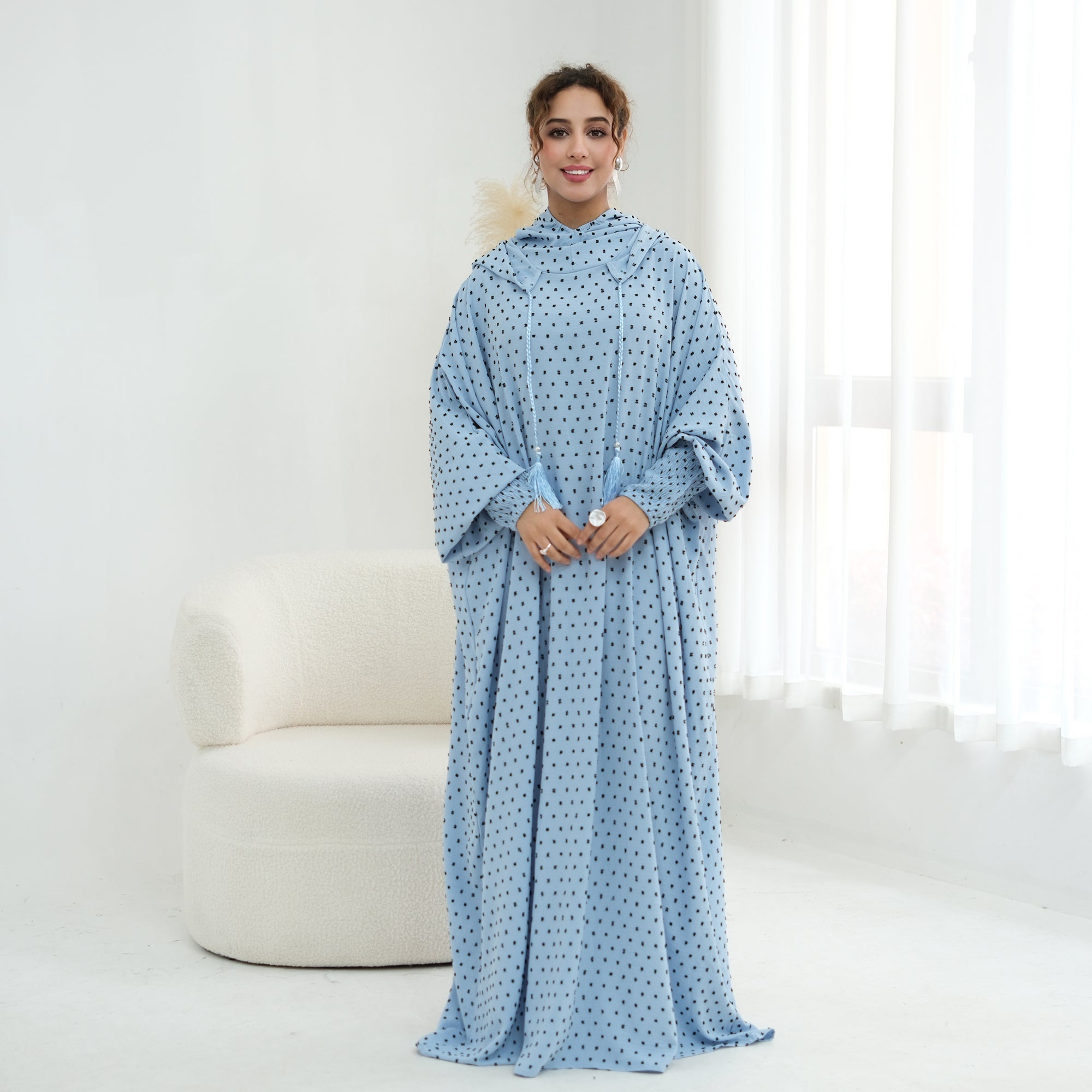Tight cuff polka dot embroidery loose large dress LR1196