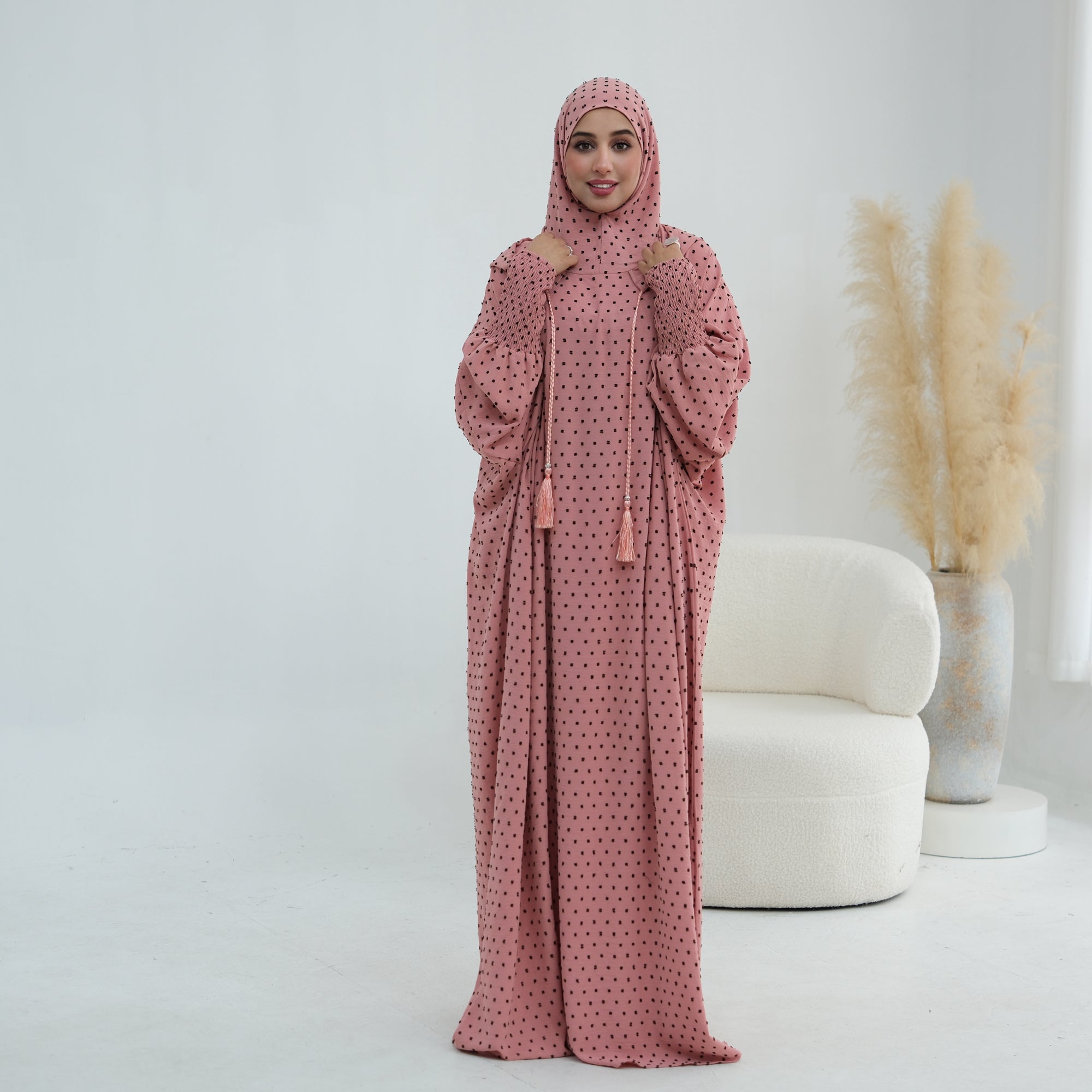 Tight cuff polka dot embroidery loose large dress LR1196