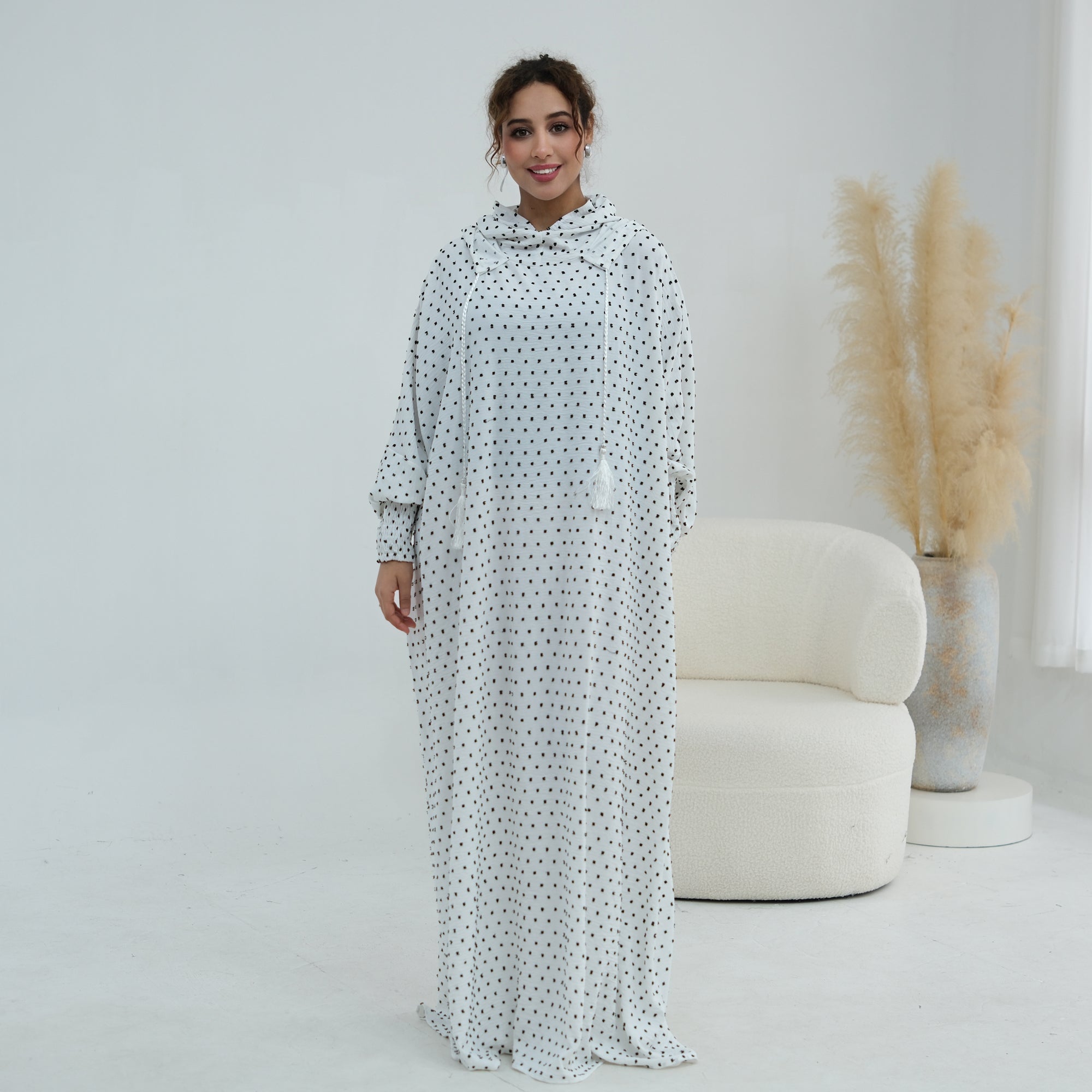 Tight cuff polka dot embroidery loose large dress LR1196