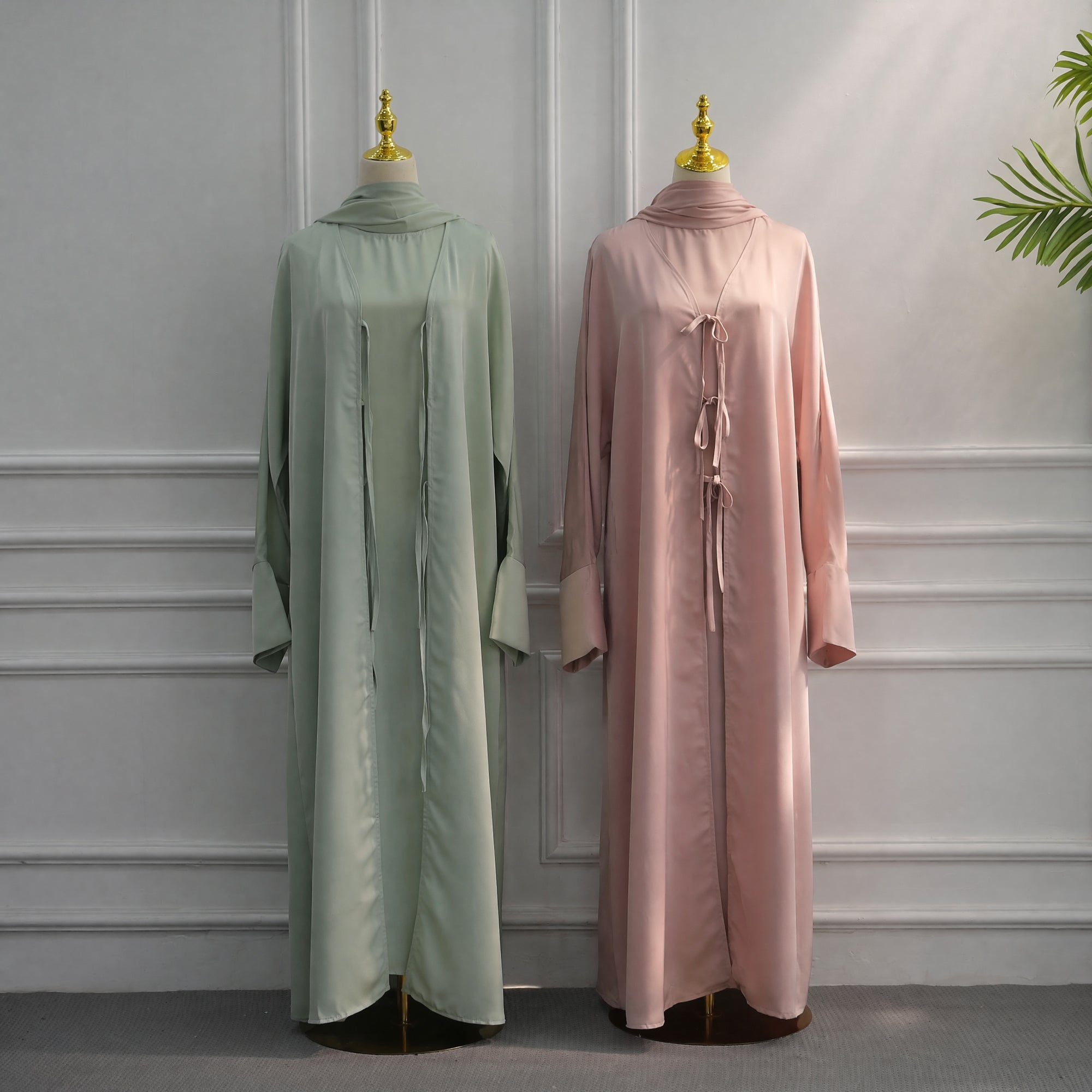 Large-size long-sleeved party lace-up solid-color three-piece set LR1201