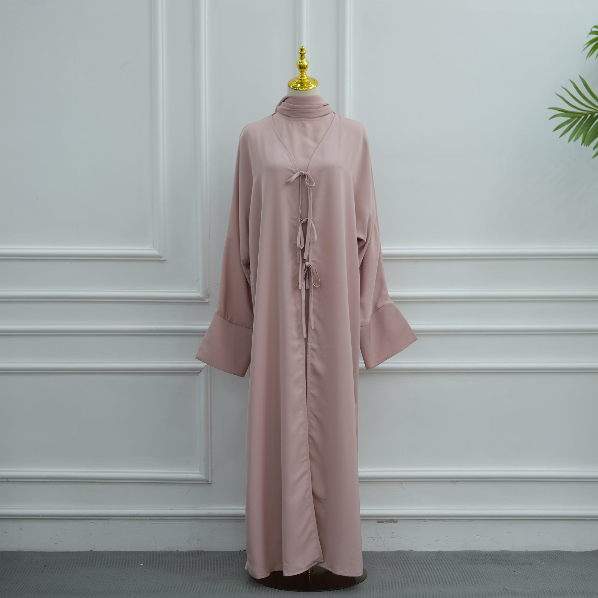 Large-size long-sleeved party lace-up solid-color three-piece set LR1201