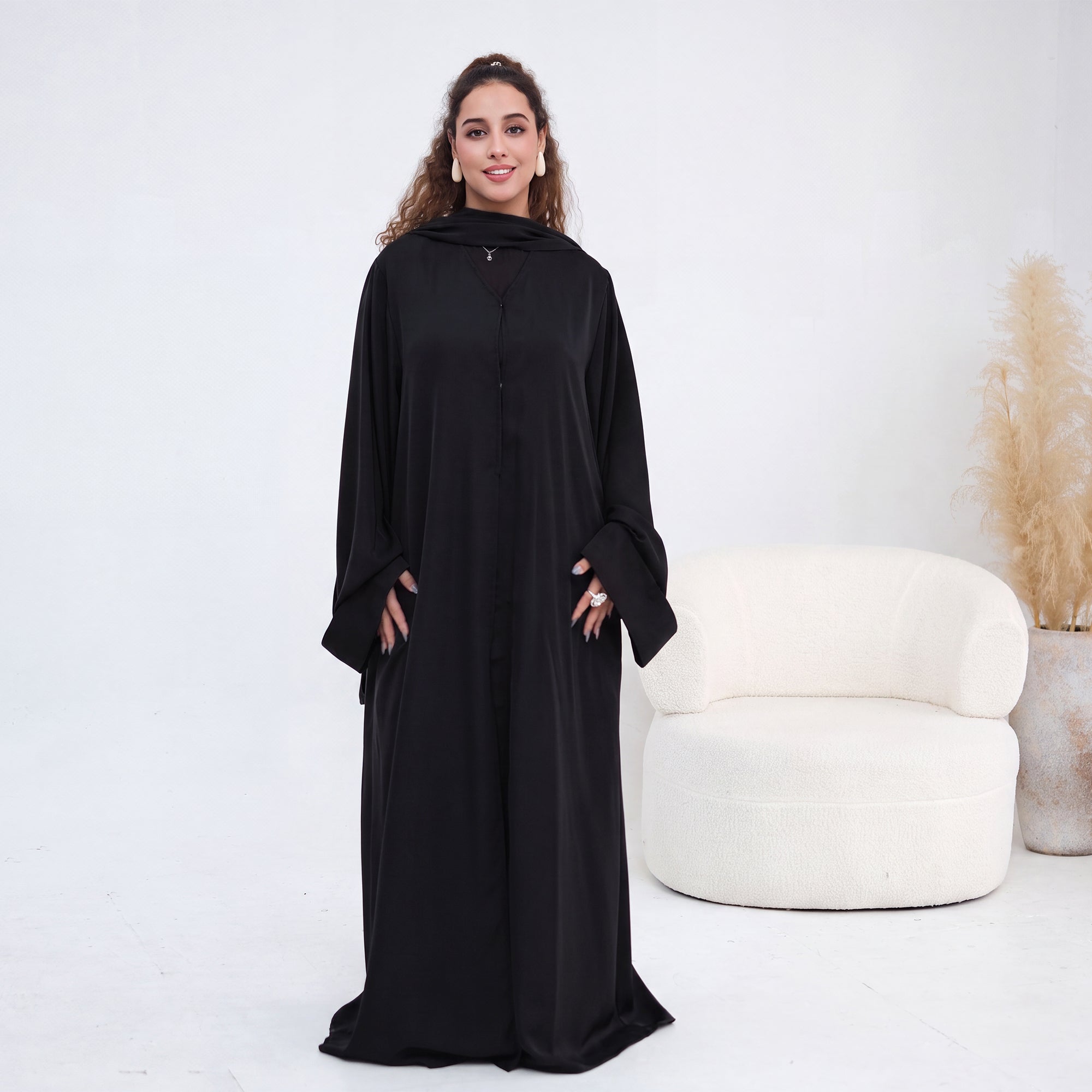 Long sleeved solid color plus size cardigan 1281+sleeveless inner layer 1266