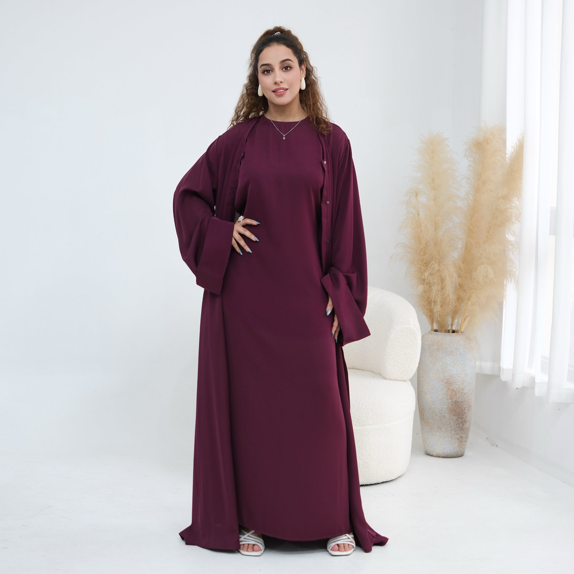 Long sleeved solid color plus size cardigan 1281+sleeveless inner layer 1266