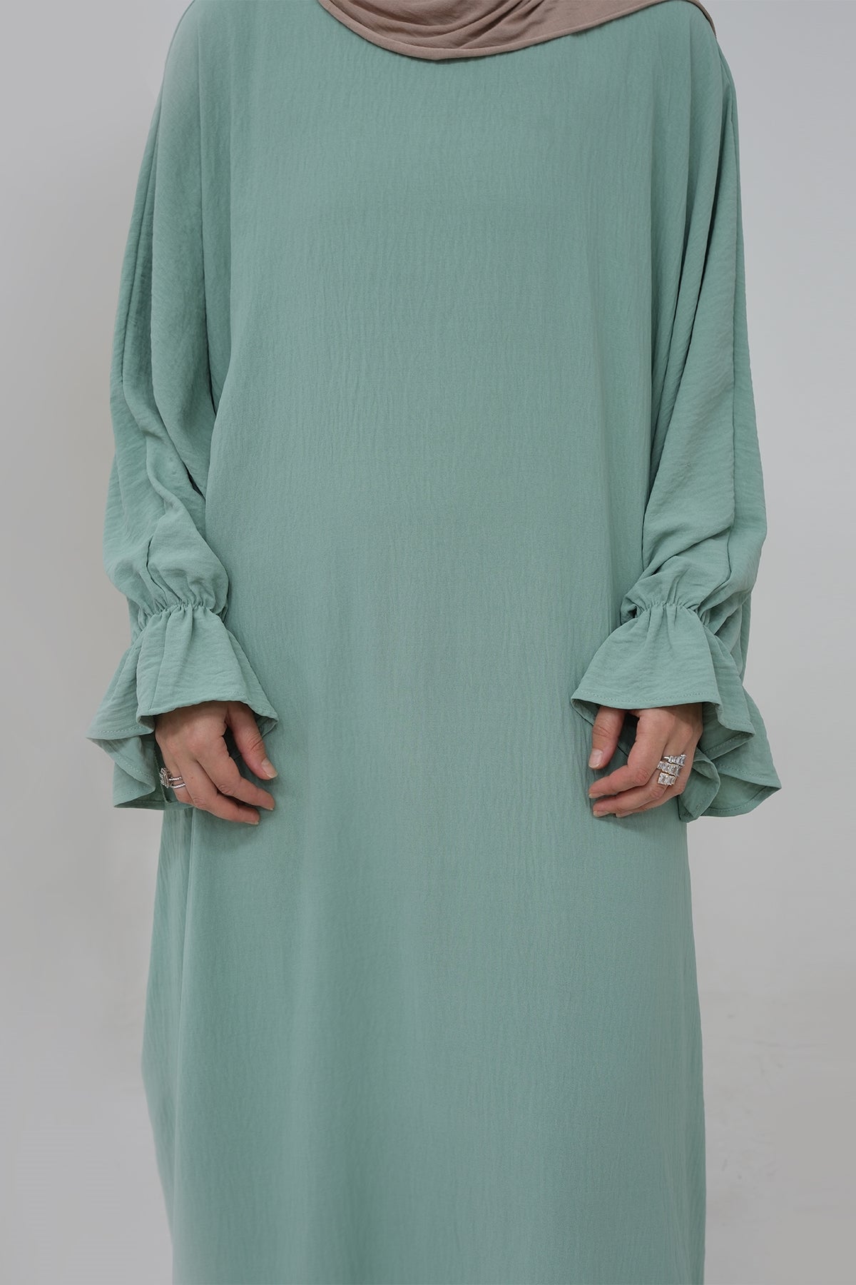 Natasha Cinched Sleeve Maxi Dress Abaya 669-Light green