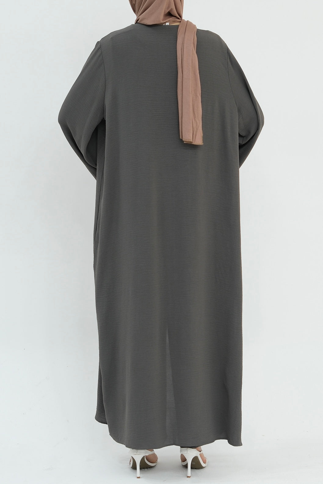 Sadia Stylish Casual Three-Piece Abaya Set 779-Gray