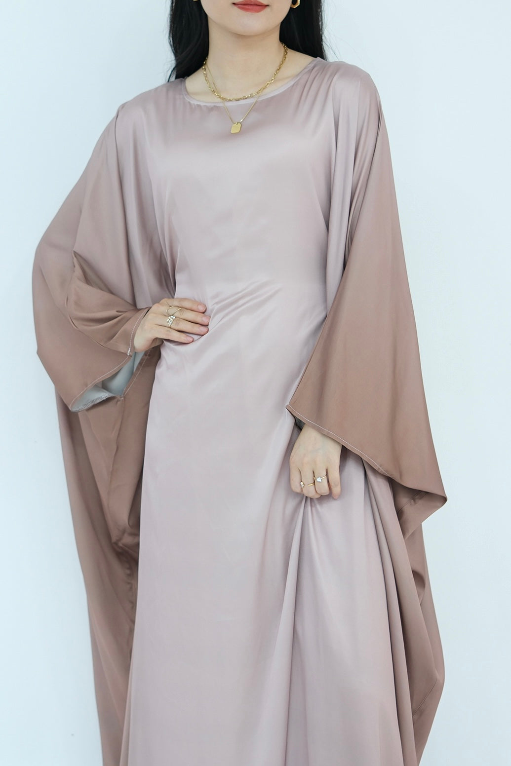 Jaseena Gradient Butterfly Sleeve Kaftan Abaya 799-Coffee