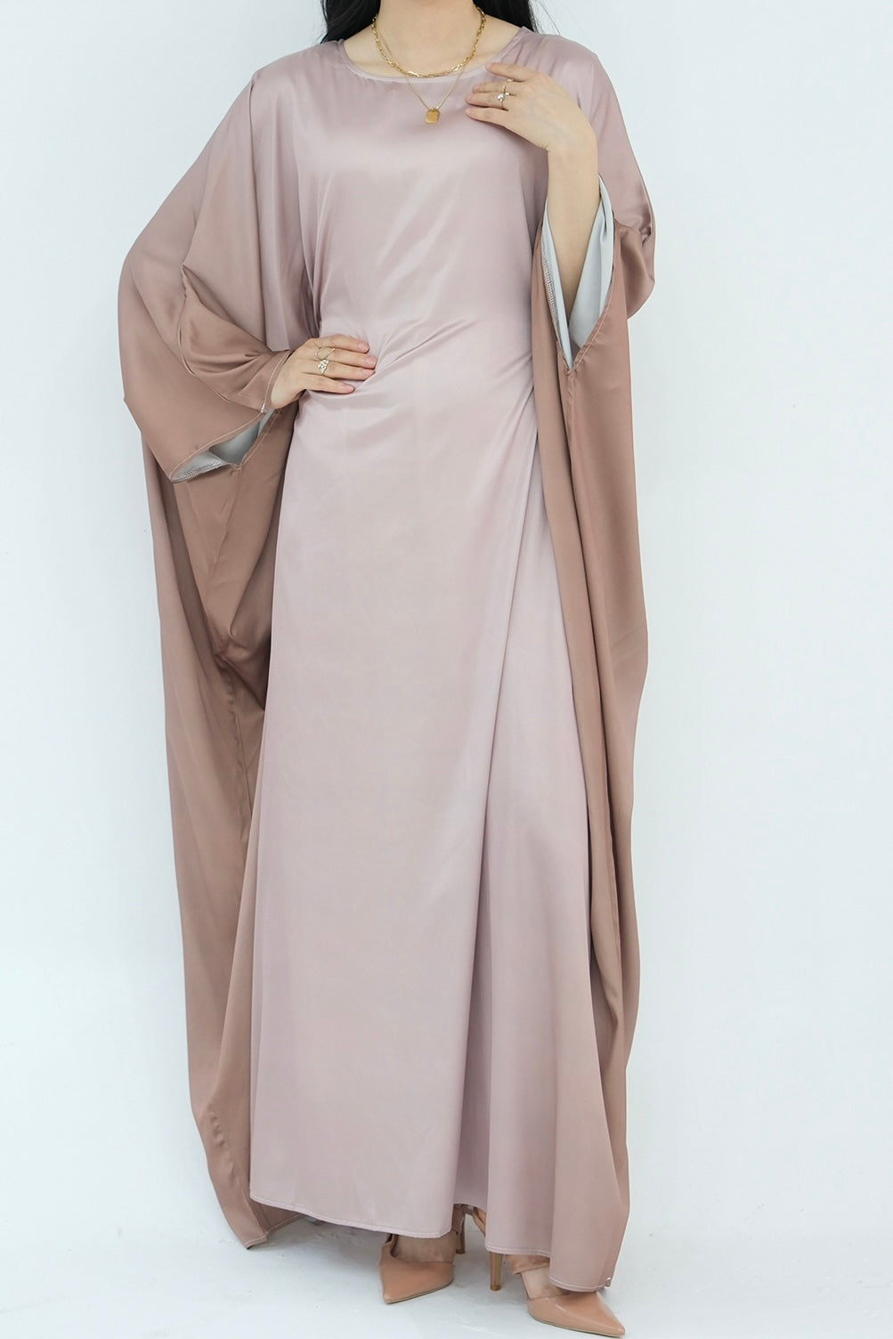 Jaseena Gradient Butterfly Sleeve Kaftan Abaya 799-Coffee