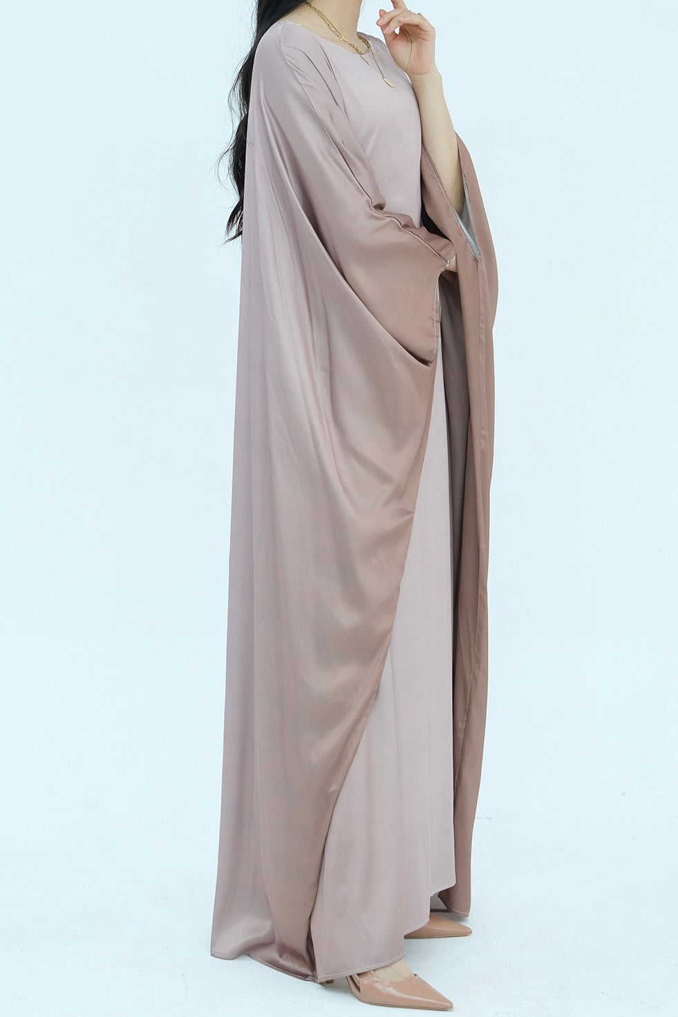 Jaseena Gradient Butterfly Sleeve Kaftan Abaya 799-Coffee