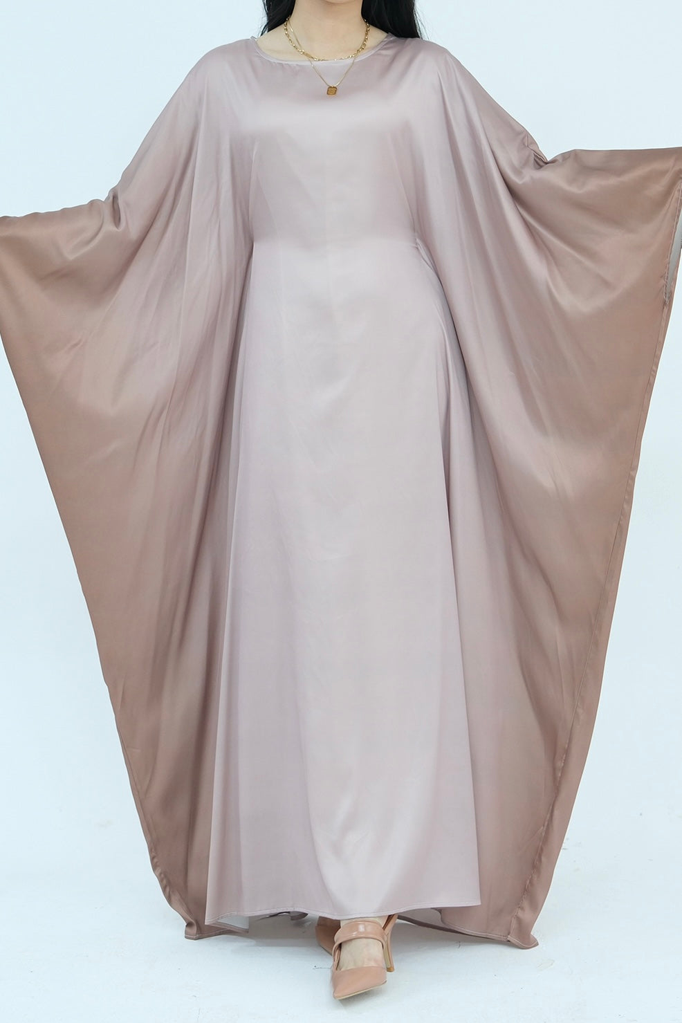 Jaseena Gradient Butterfly Sleeve Kaftan Abaya 799-Coffee