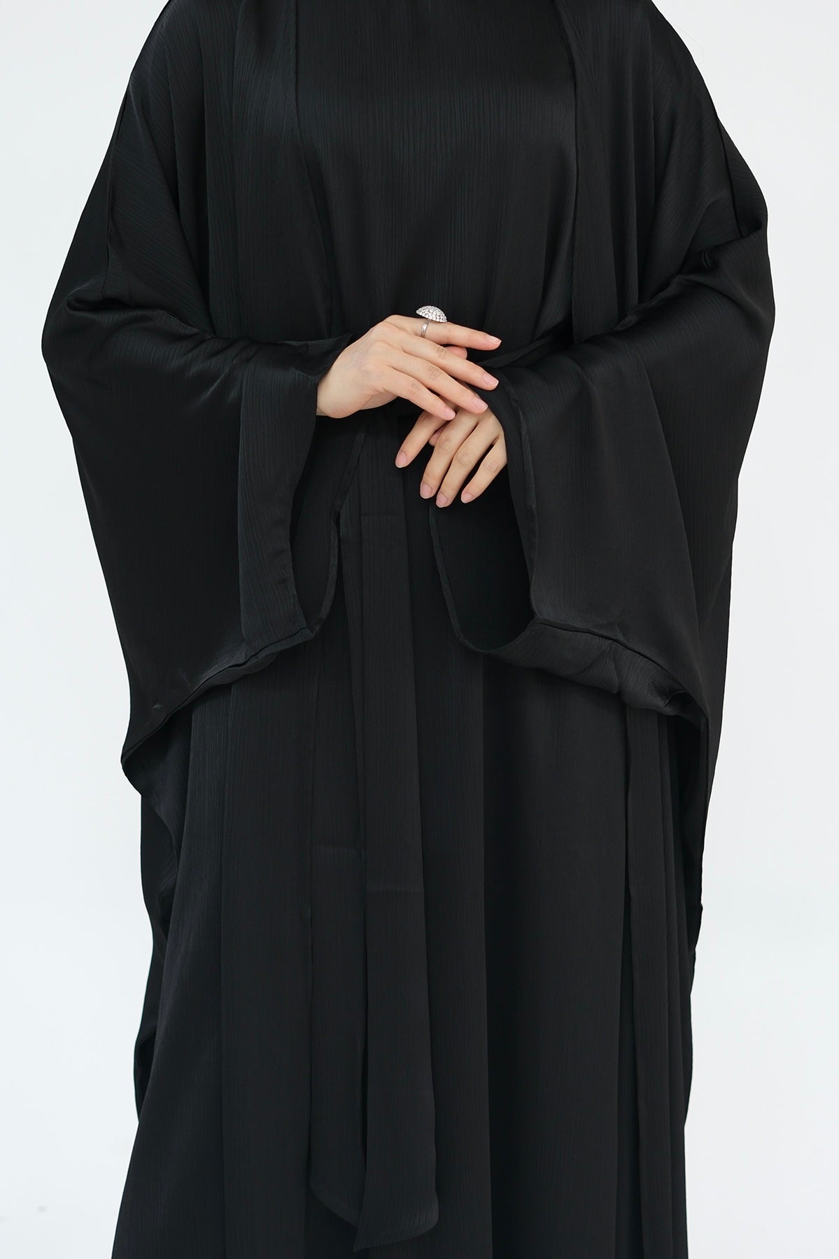 Jalilah 2PCS Modest Abaya Set with Crystal Chain 806 - Black