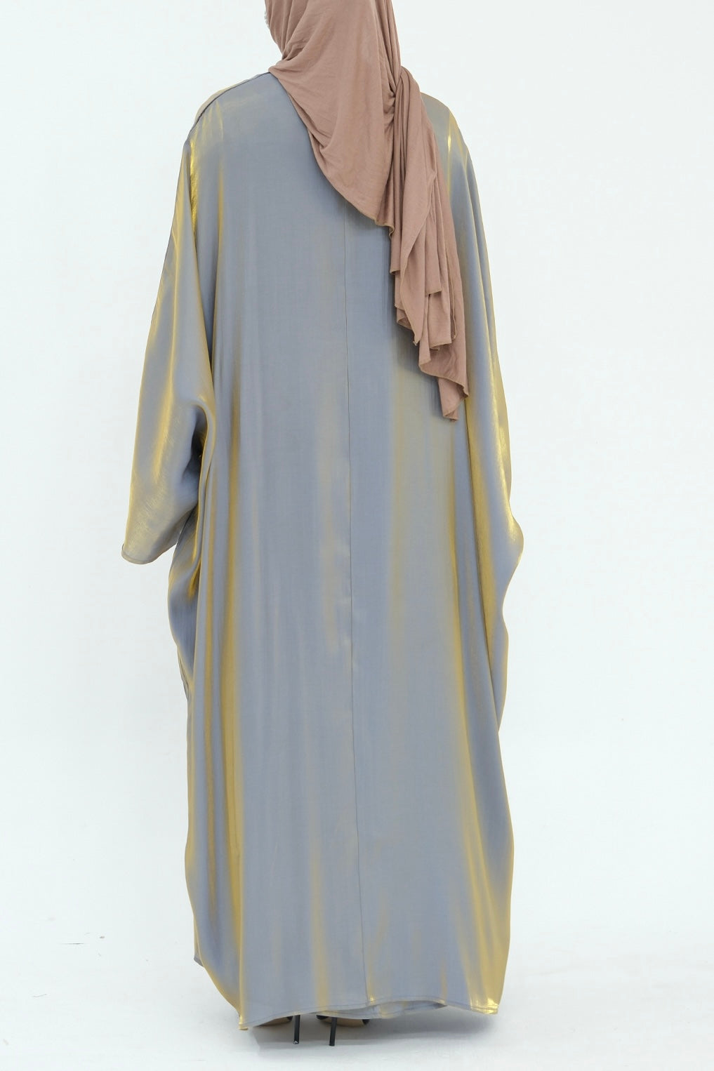 Sania Metallic Shimmer Modest Abaya Set 808 - Gray