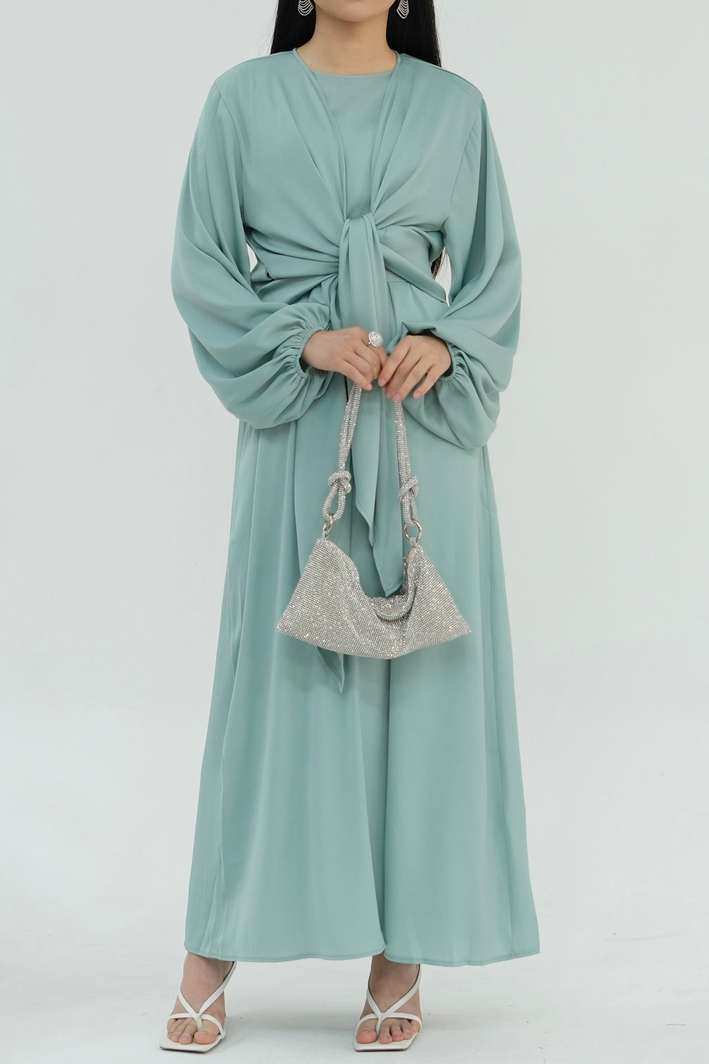 Ablah Two-Piece Modest Abaya Set 815- Mint Green