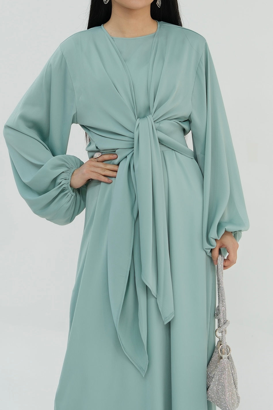 Ablah Two-Piece Modest Abaya Set 815- Mint Green